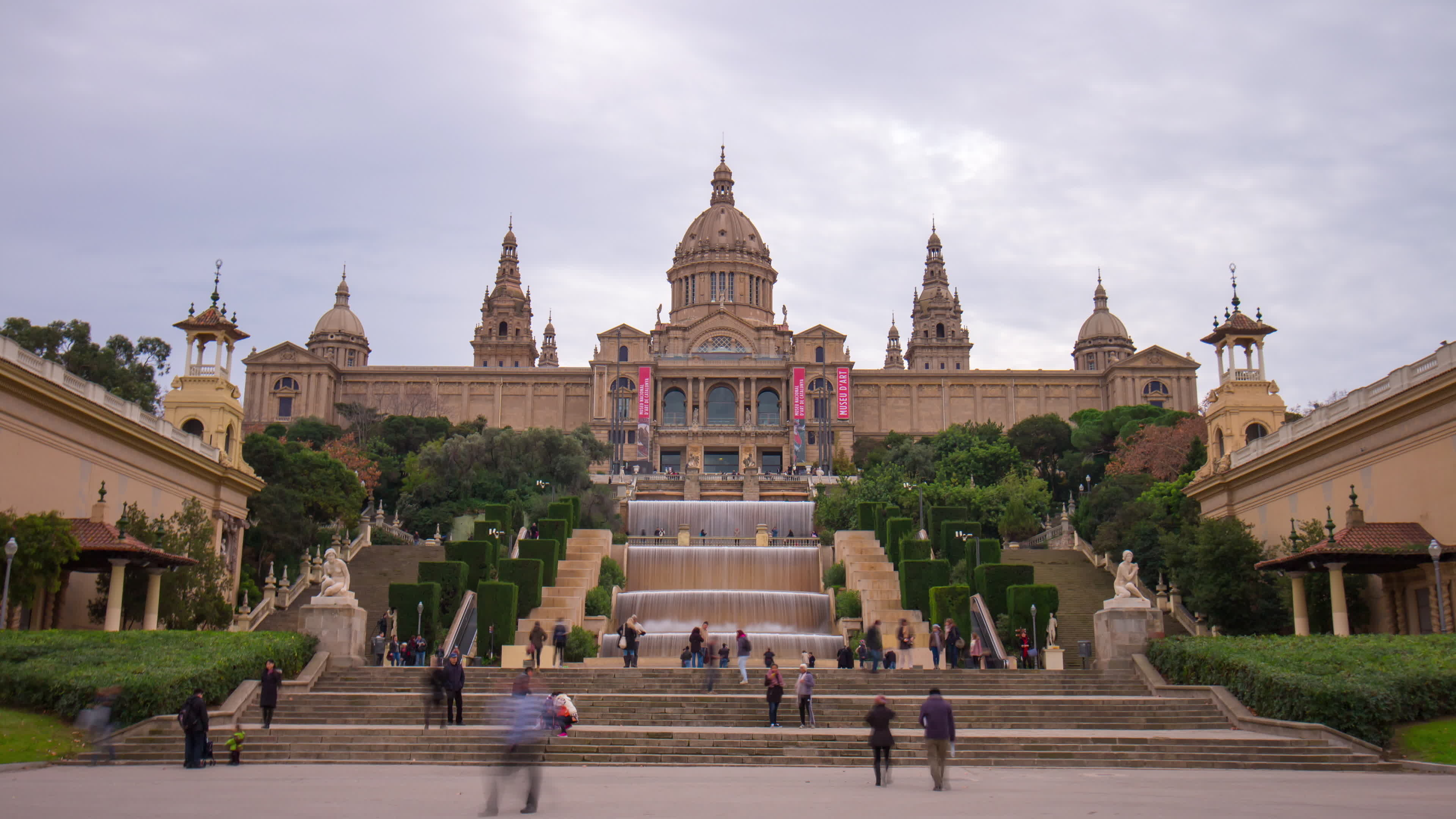 National Royal Palace, Barcelona, Spain, Time-lapse, 3840x2160 4K Desktop