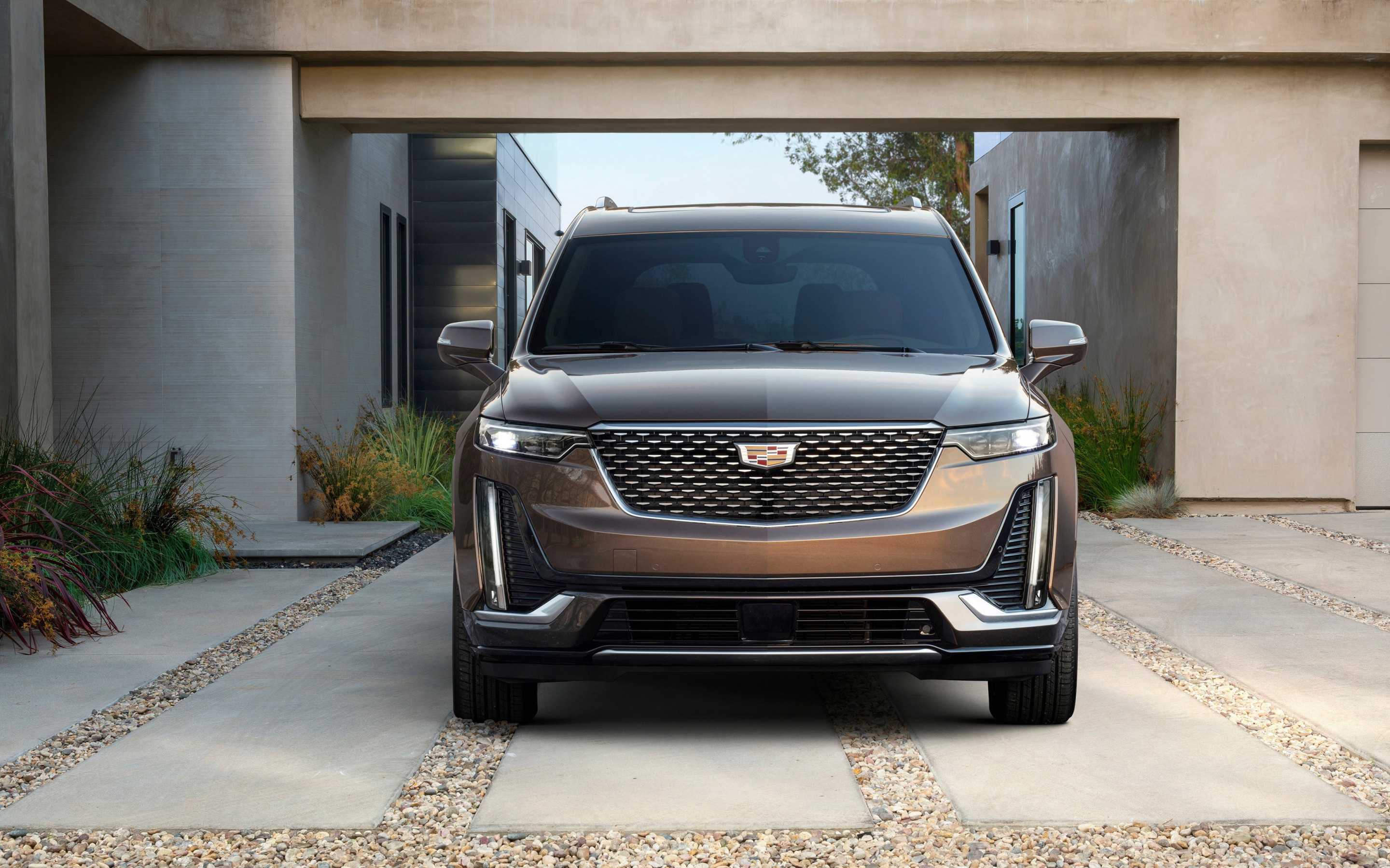 Cadillac XT6, Front view, Brown luxury SUV, American auto, 2880x1800 HD Desktop