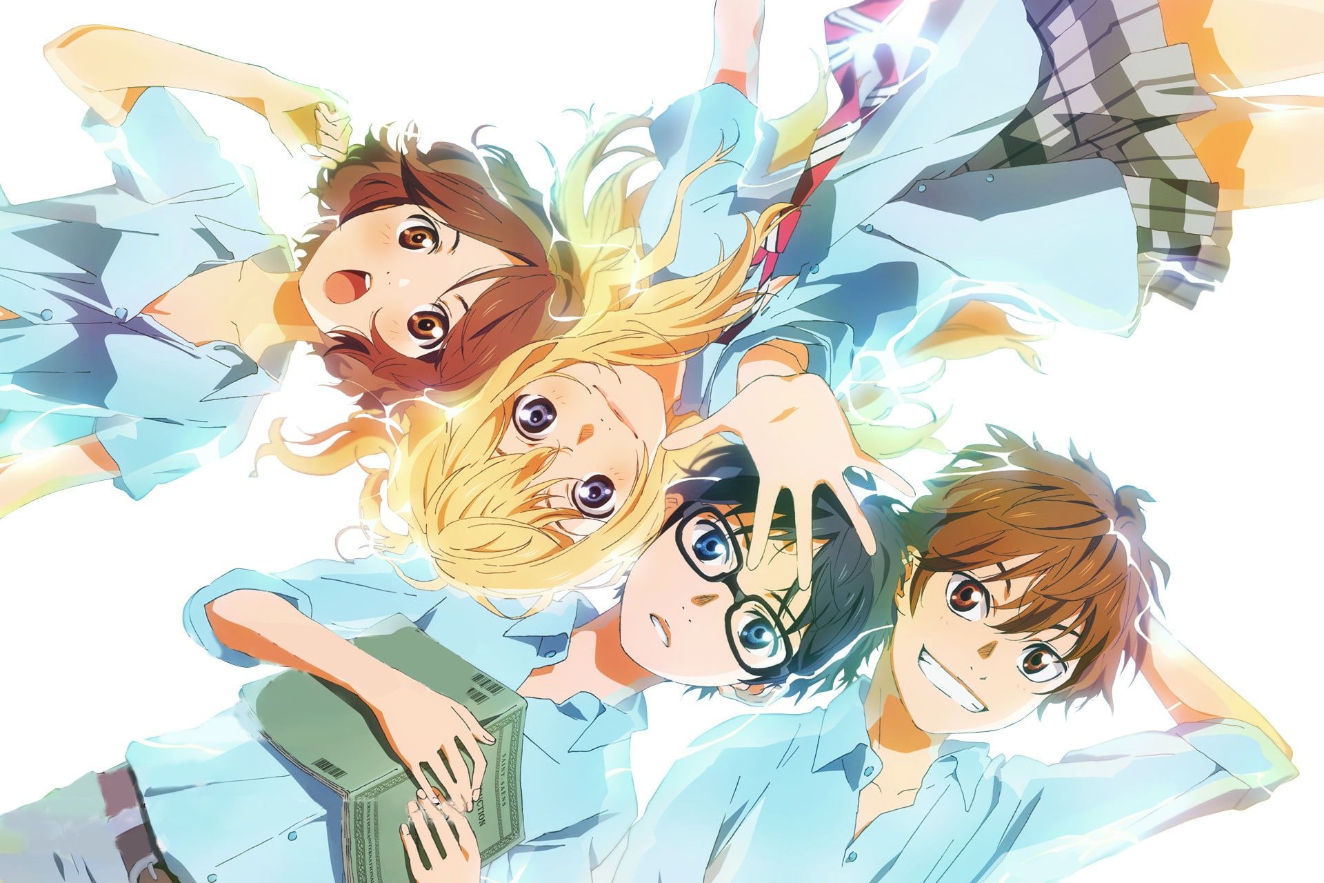 Kaori Miyazono, Kousei Arima, Tsubaki Sawabe, Ryouta Watari, HD Desktop wallpaper