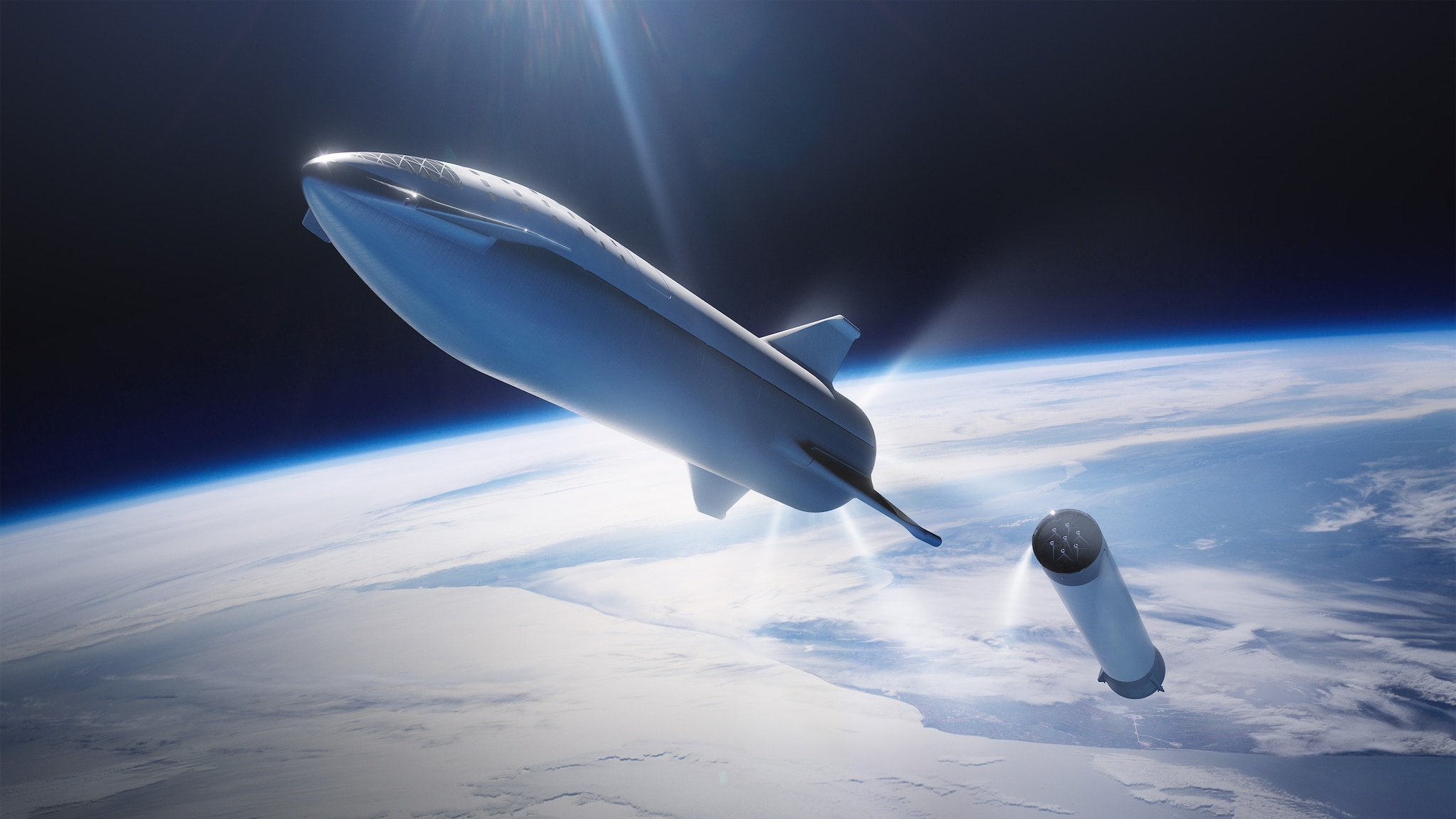 SpaceX Starship, Human transportation, Moon and Mars, Awe-inspiring vehicle, 2050x1160 HD Desktop