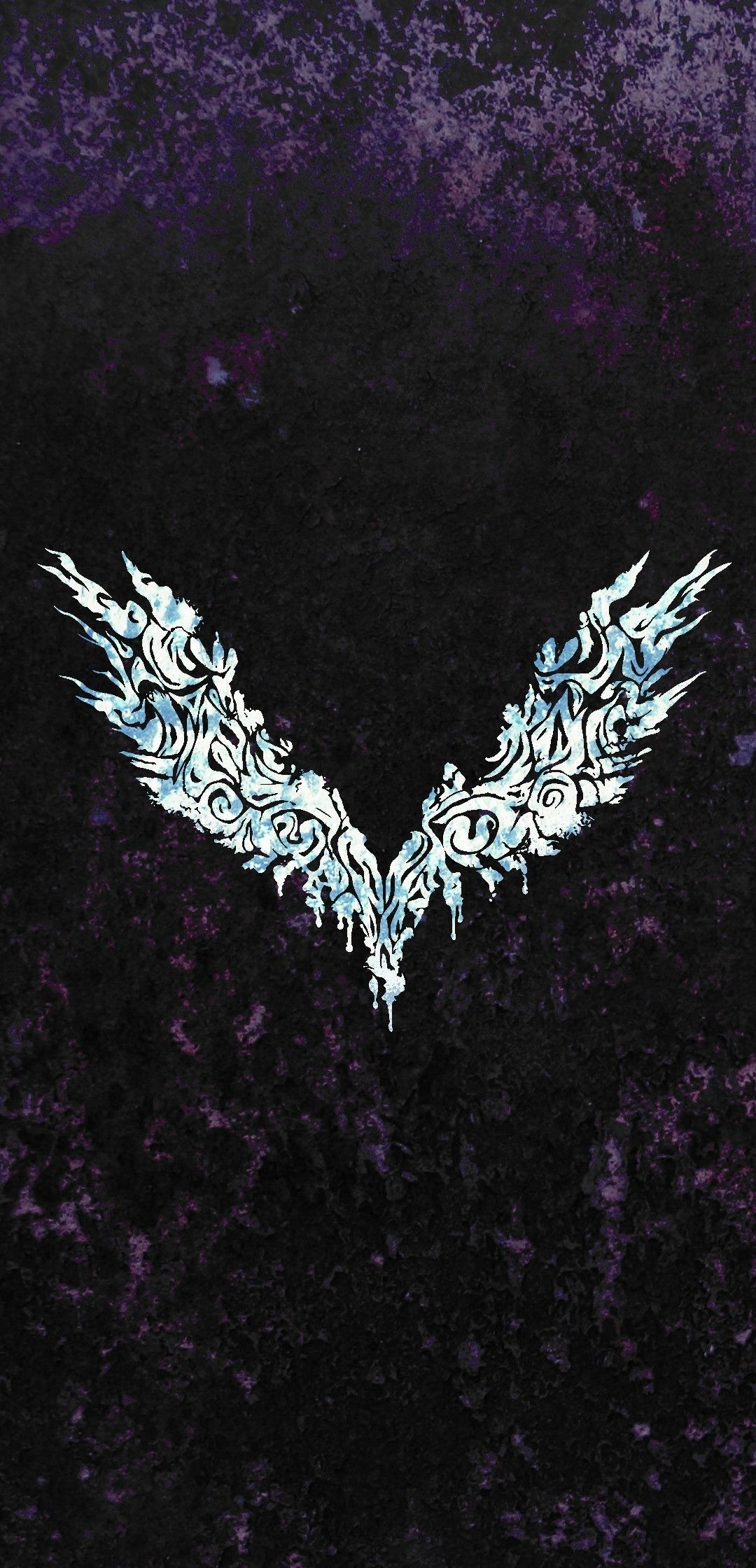 Devil May Cry 5 wing logo, stylized tribal wings, purple mottled texture, HD Phone wallpaper