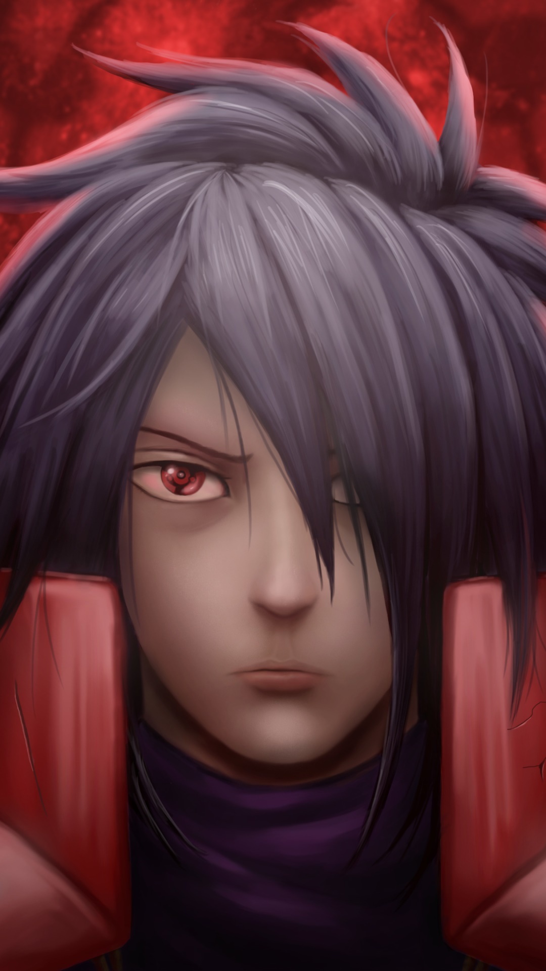 Madara Uchiha, Sharingan eye, red samurai armor, Full HD Phone wallpaper