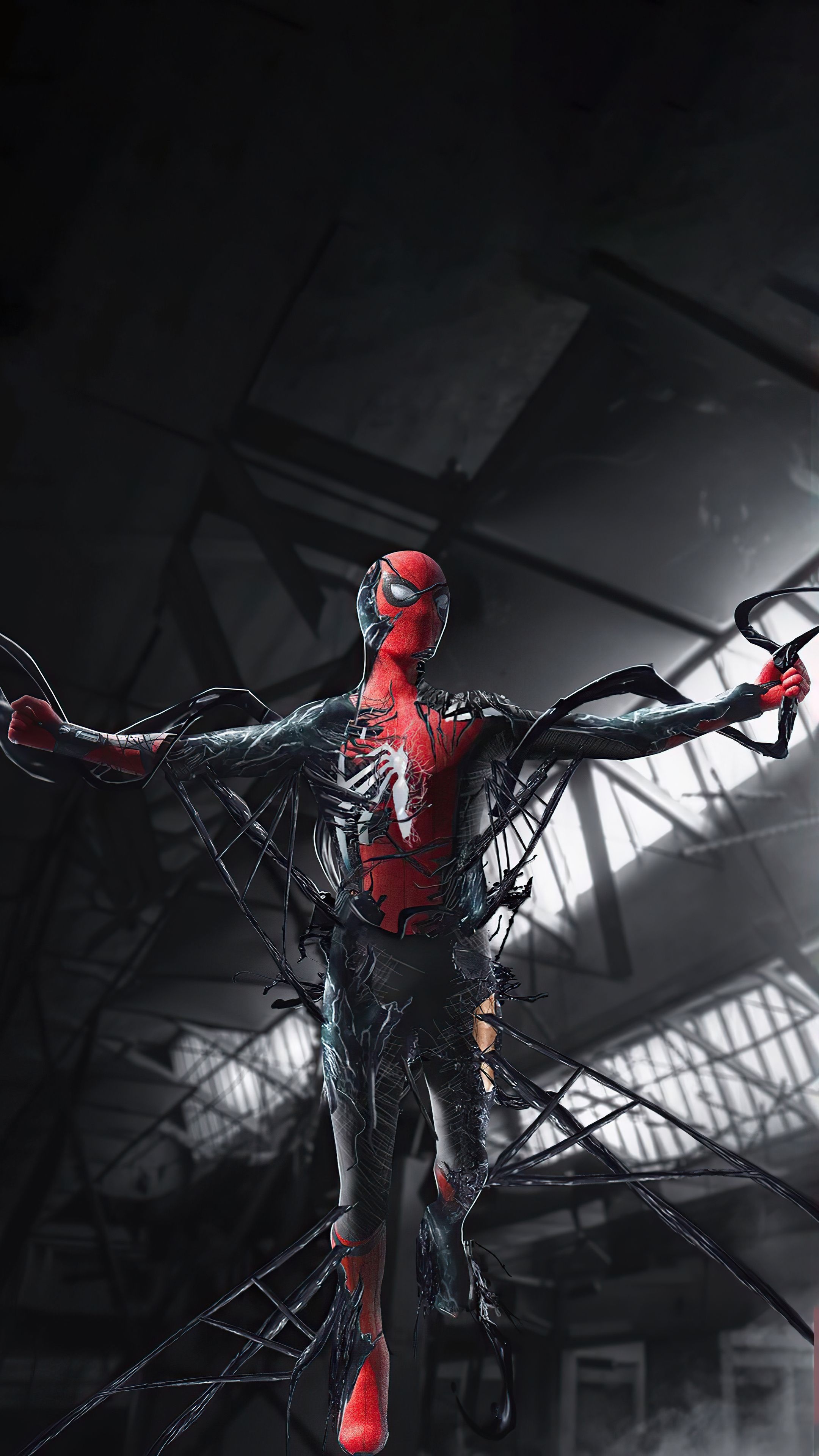 Marvel's Spider-Man 2, Venom symbiote tendrils, Advanced Suit Spider-Man, 4K Phone wallpaper