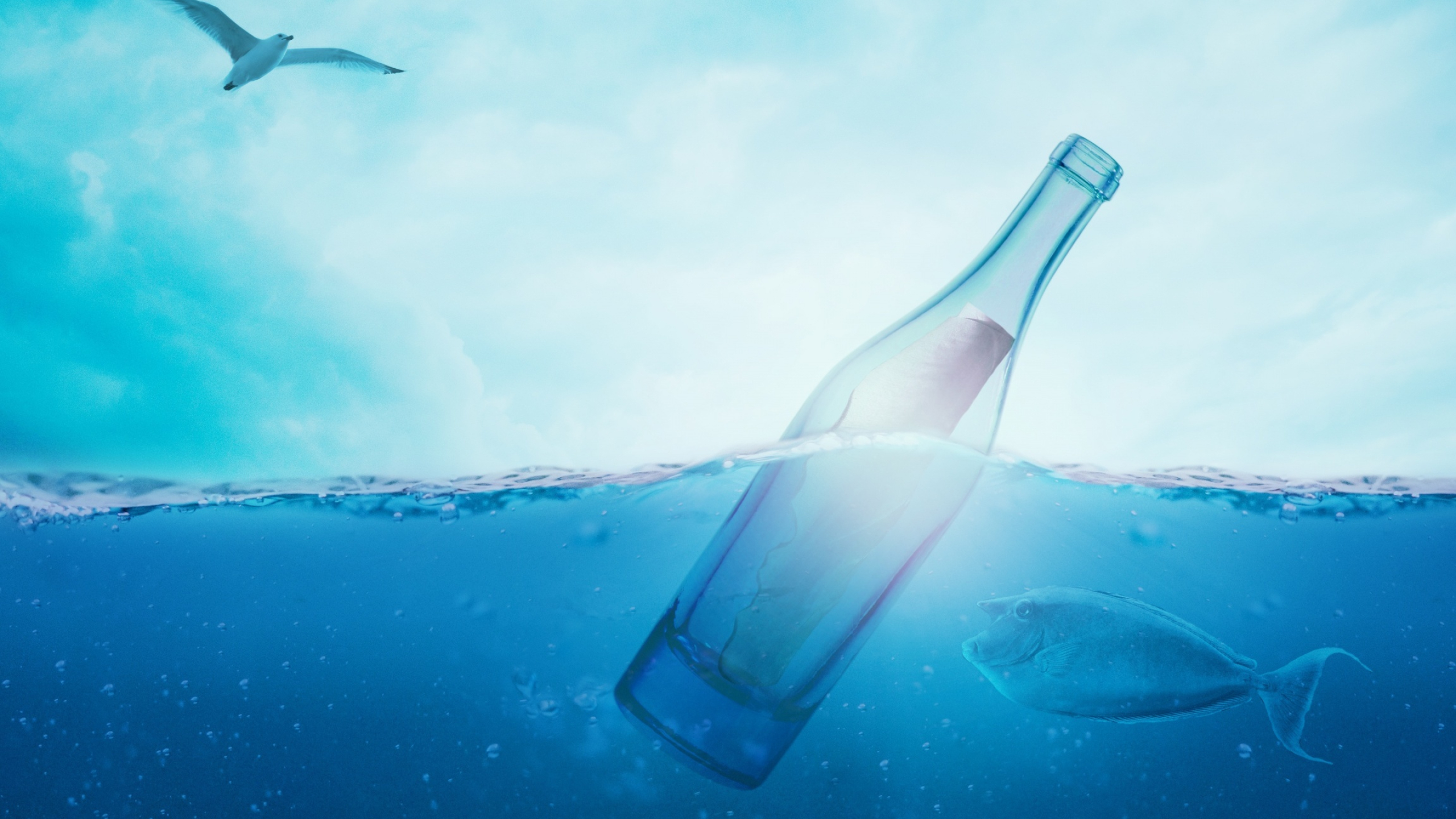 Message in a Bottle, Diverse collection, Bottled art, Variety of designs, 2560x1440 HD Desktop