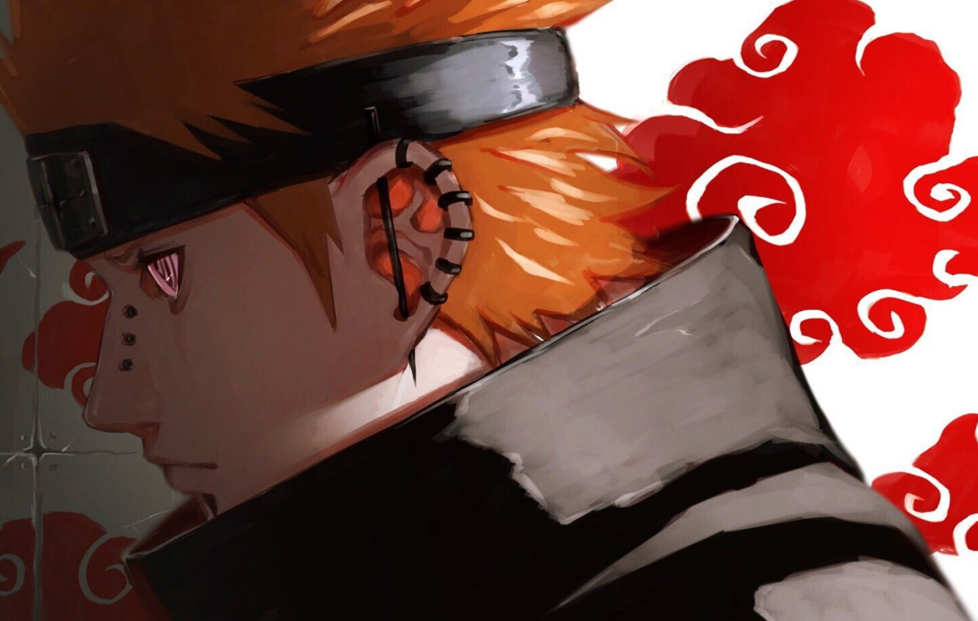 Deva Path Pain, Akatsuki red cloud, Rinnegan, HD Desktop wallpaper