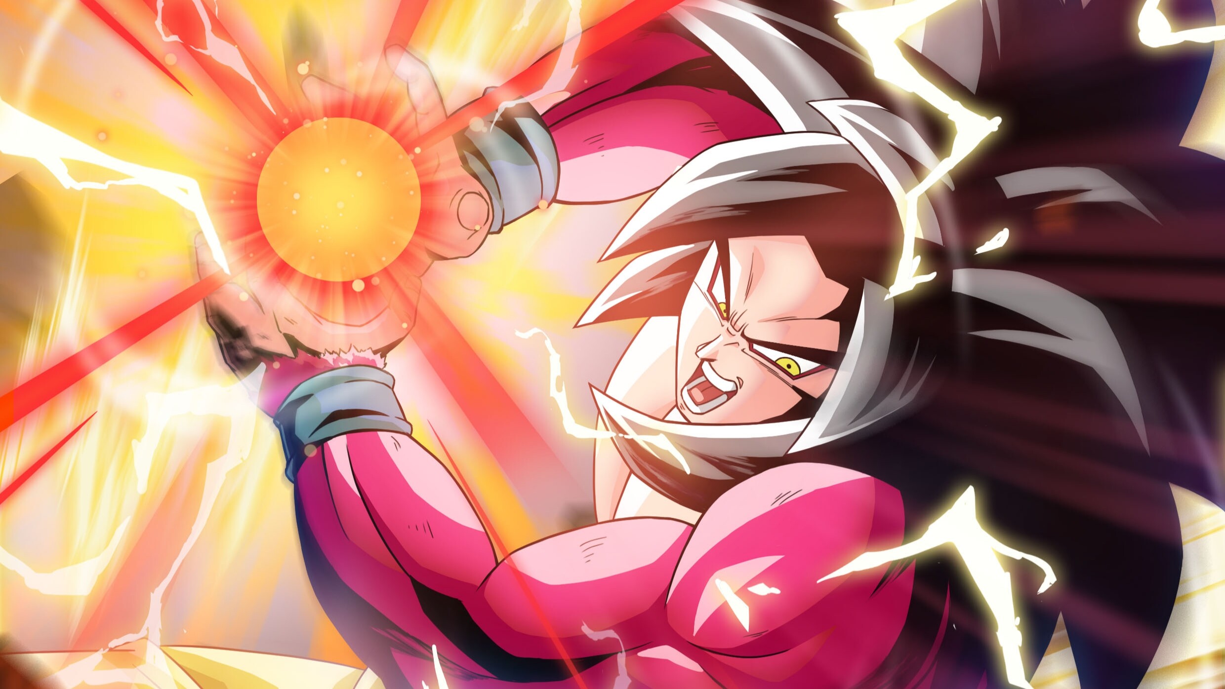 Goku, Super Saiyan 4, Energy blast, Red lightning, Dragon Ball GT, HD Desktop wallpaper