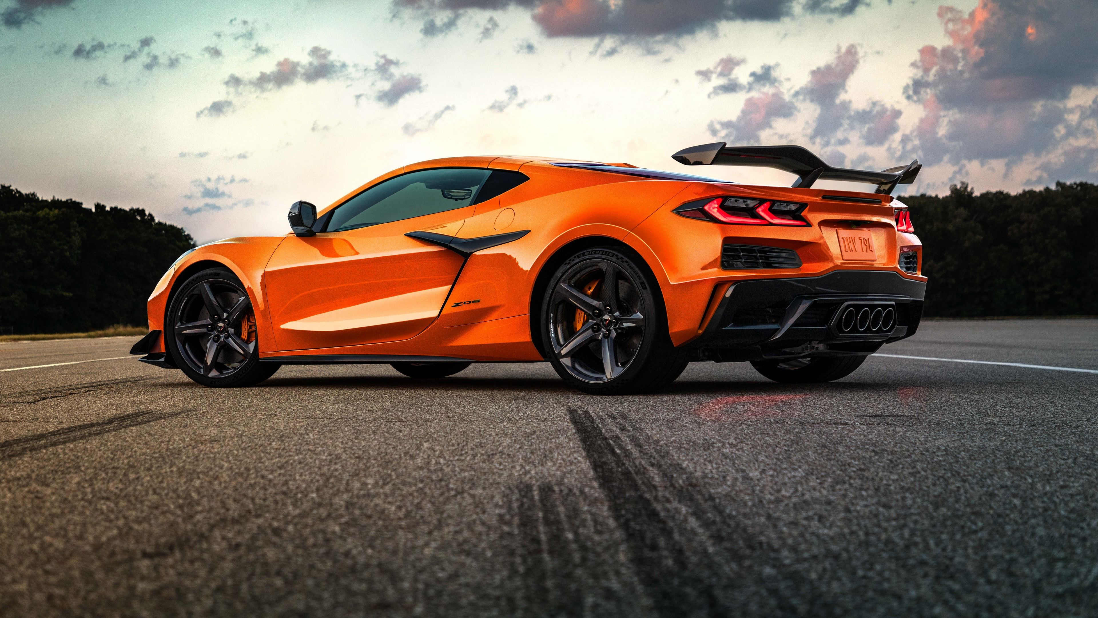 Chevrolet Corvette Z06, Sportscar, Orange machine, 3840x2160 4K Desktop