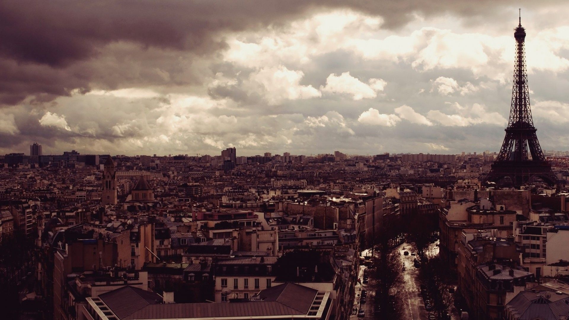 Eiffel Tower, Paris clouds, Vintage wallpaper, MixHD wallpapers, 1920x1080 Full HD Desktop