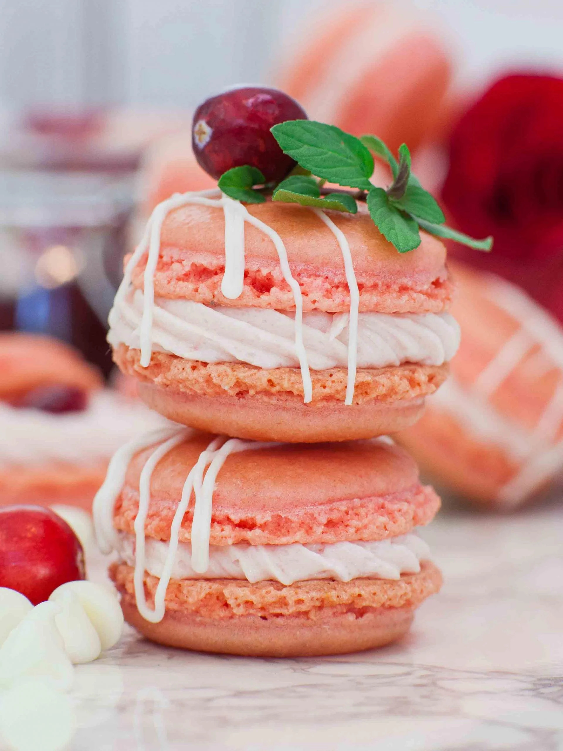 Cranberry white chocolate macarons, Tangy and sweet, Holiday flavor combination, Festive dessert, 1920x2560 HD Phone