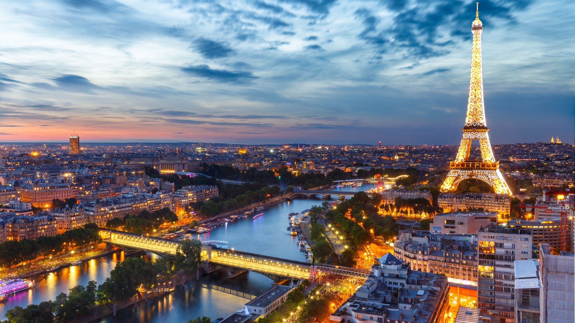 Paris by night, Illuminated city, Mesmerizing skyline, Nighttime charm, 1920x1080 Full HD Desktop