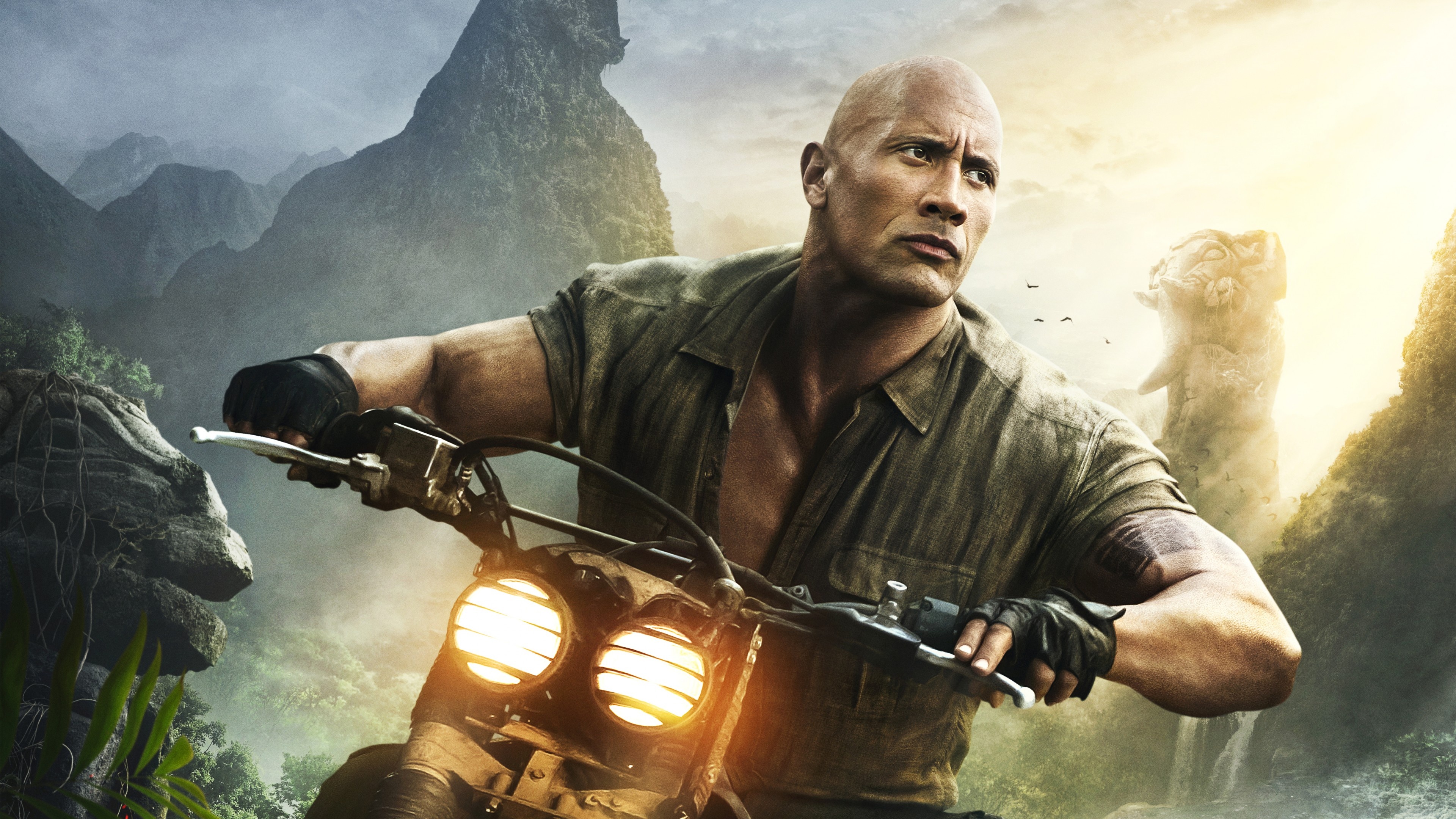 Jumanji welcome to the jungle wallpaper, Dwayne Johnson in 4K, Movie excitement, Thrilling adventure, 3840x2160 4K Desktop