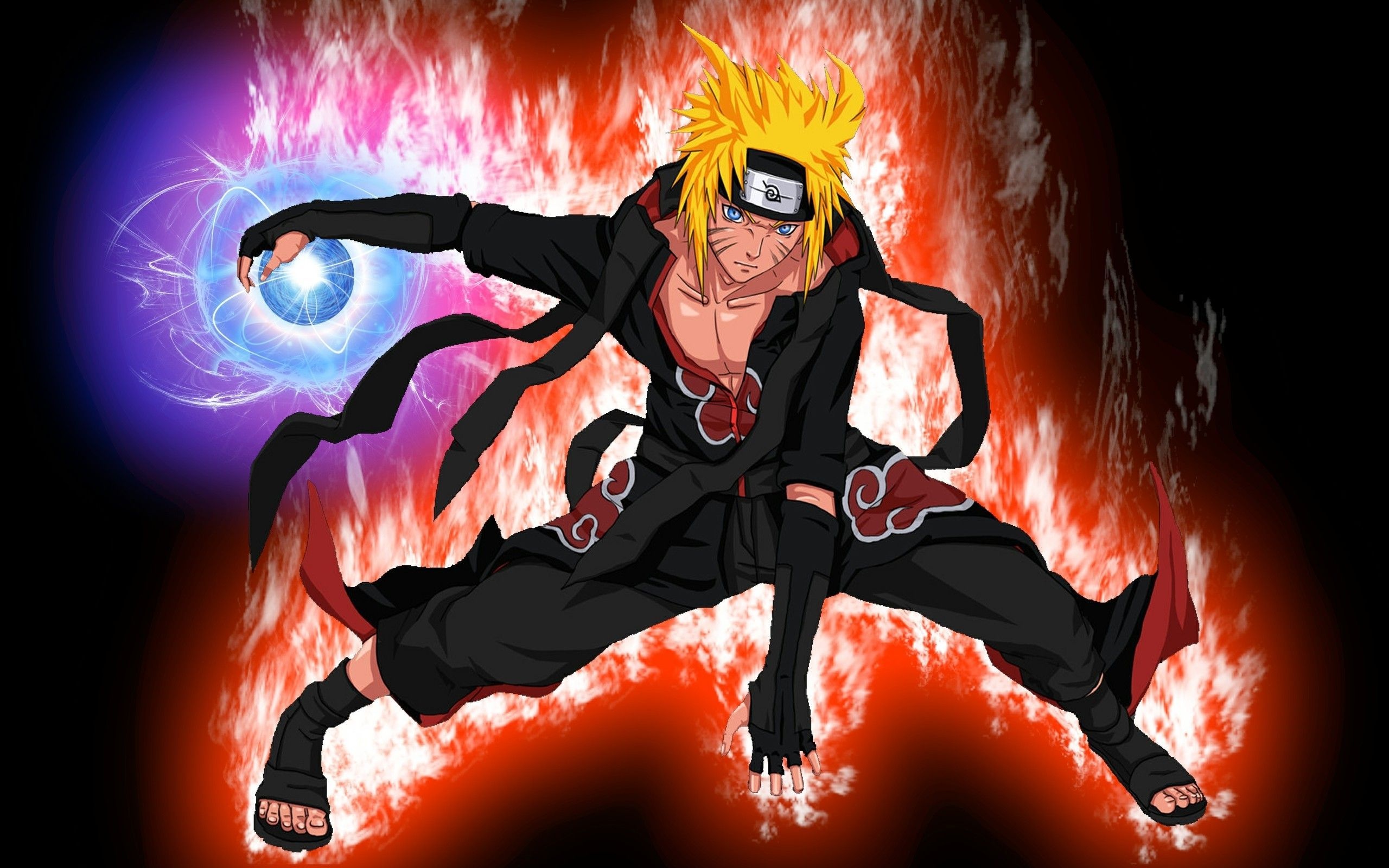 Naruto Uzumaki, Akatsuki cloak, Rasengan, HD Desktop wallpaper