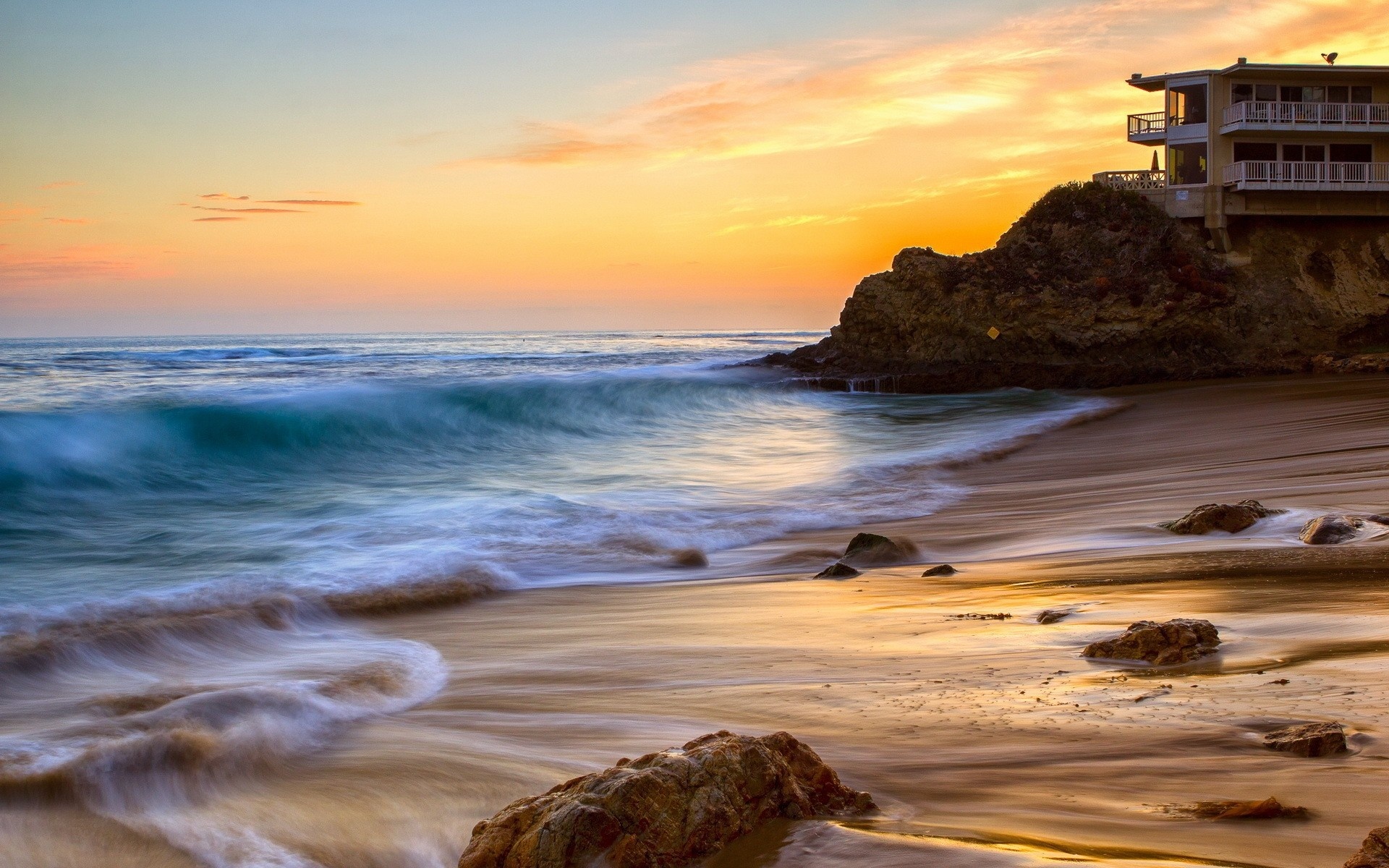 Laguna Beach, Heisler Park, Sunset wallpaper, California beach, 1920x1200 HD Desktop