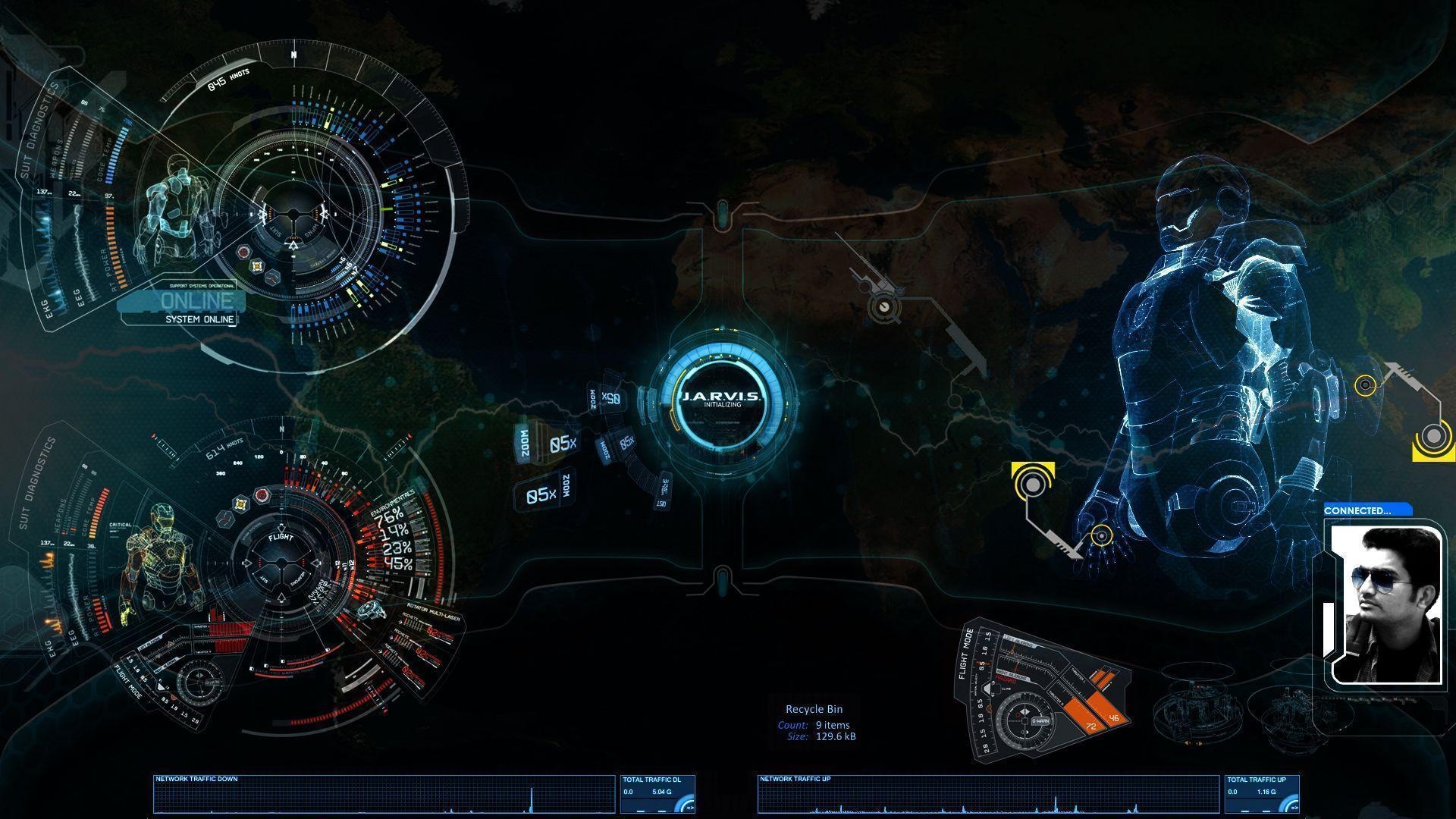 Jarvis, Iron Man's AI, Futuristic technology, Digital art, 1920x1080 Full HD Desktop