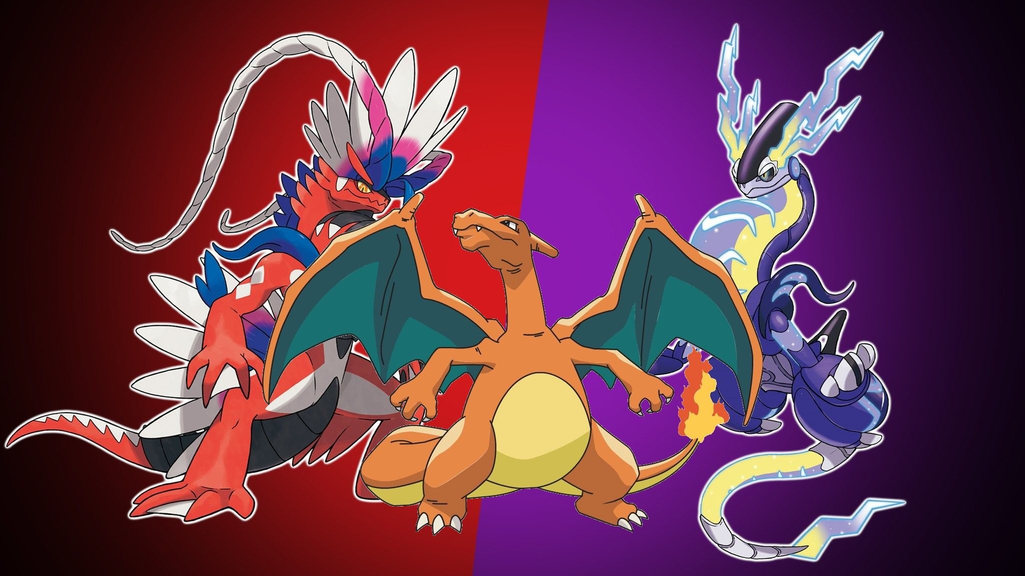 Charizard, Koraidon, Miraidon, Pokemon Scarlet and Violet, HD Desktop wallpaper