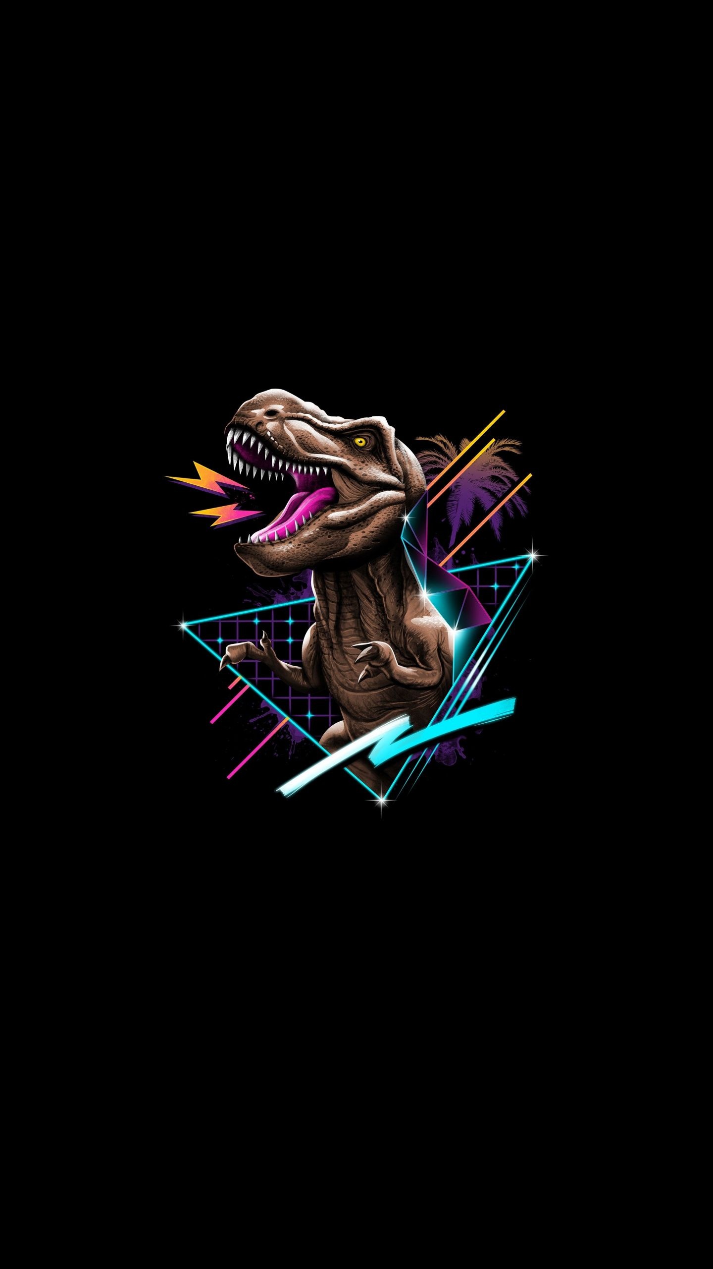 T-rex retro art, Minimalist dinosaur wallpaper, Vintage design, Nostalgic charm, 1440x2560 HD Phone