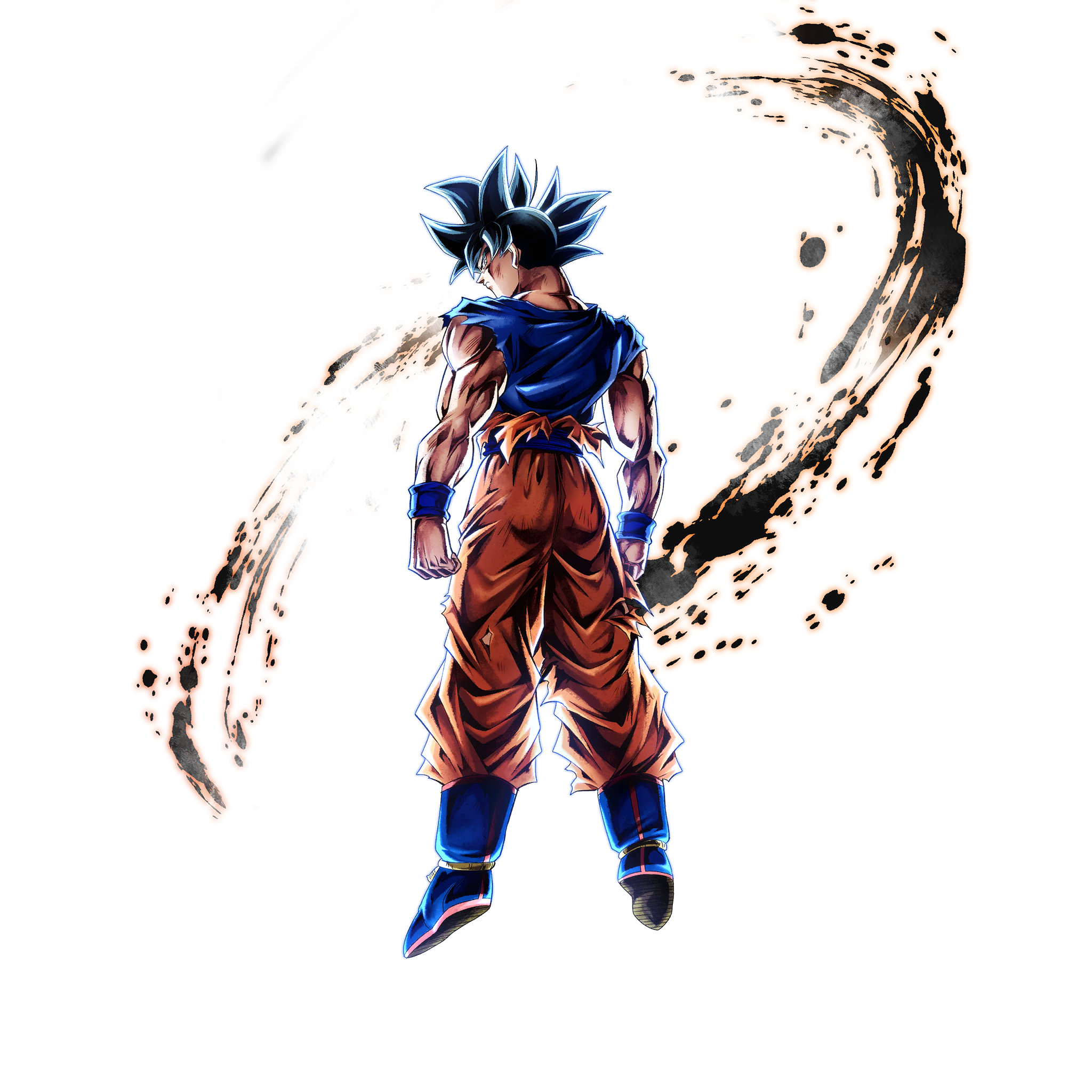 Ultra Instinct Sign Goku, Black ink brush splash, Torn orange Turtle Gi, HD Phone wallpaper