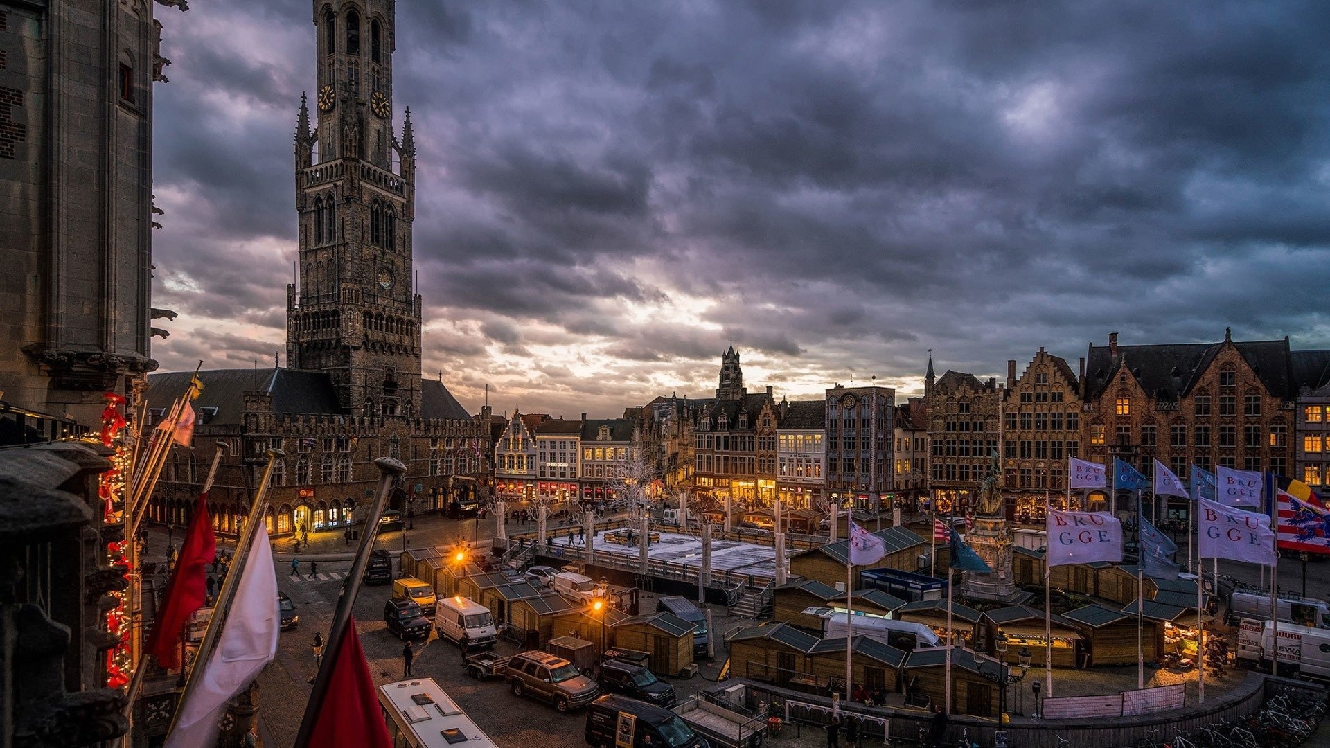 Bruges Belgium dusk, Beautiful scenery, 1920x1080 Full HD Desktop
