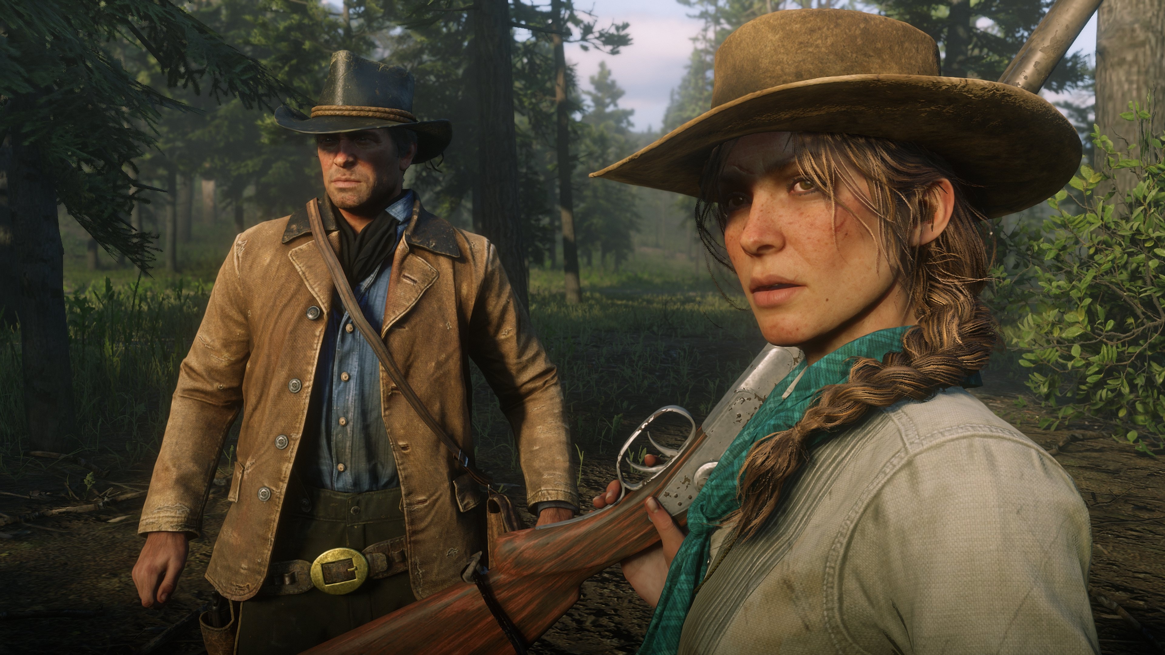 Arthur Morgan, Sadie Adler, Red Dead Redemption 2, 4K Desktop wallpaper