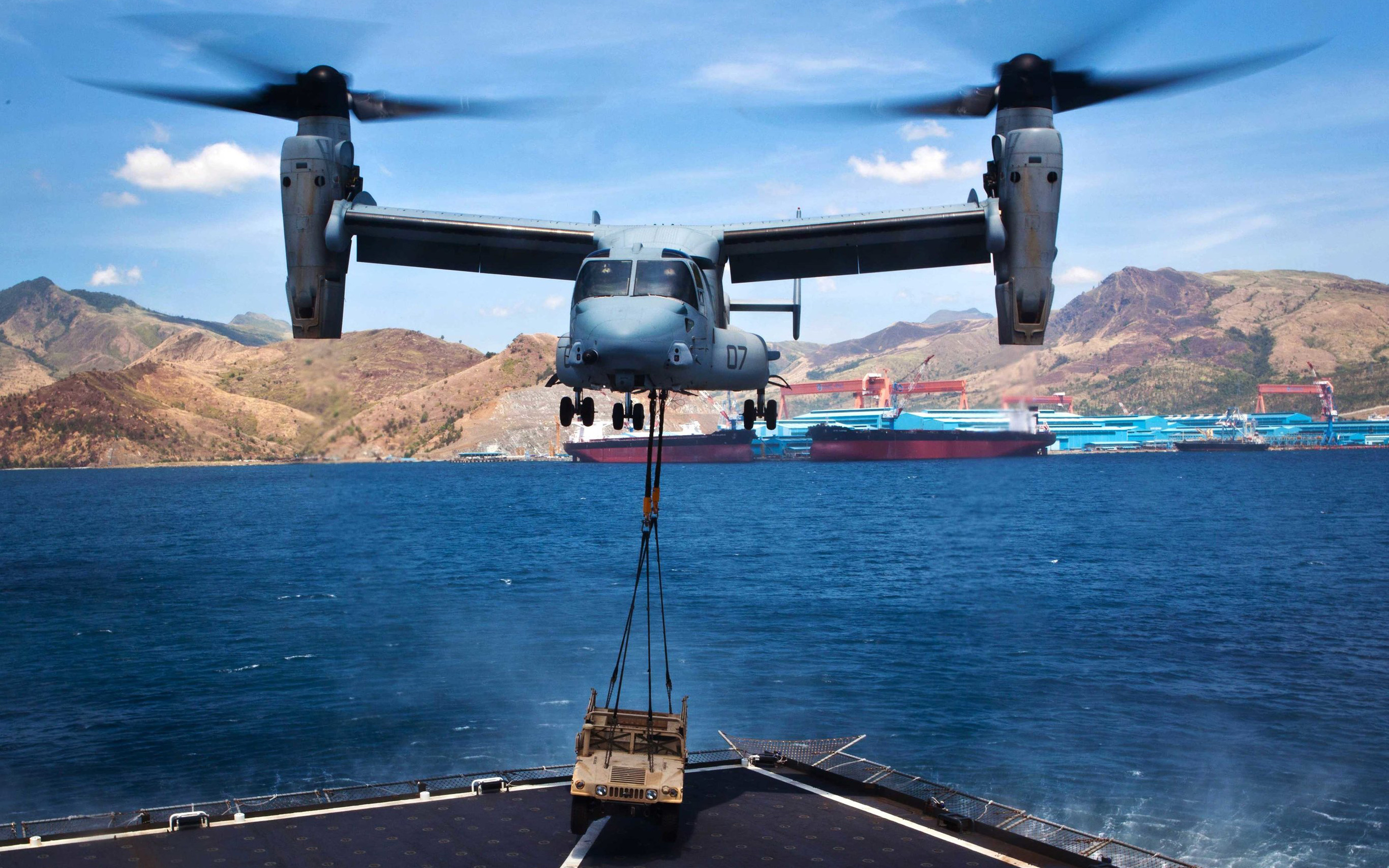 V-22 Osprey, Convertoplan, Osprey helicopter, Military might, 2880x1800 HD Desktop