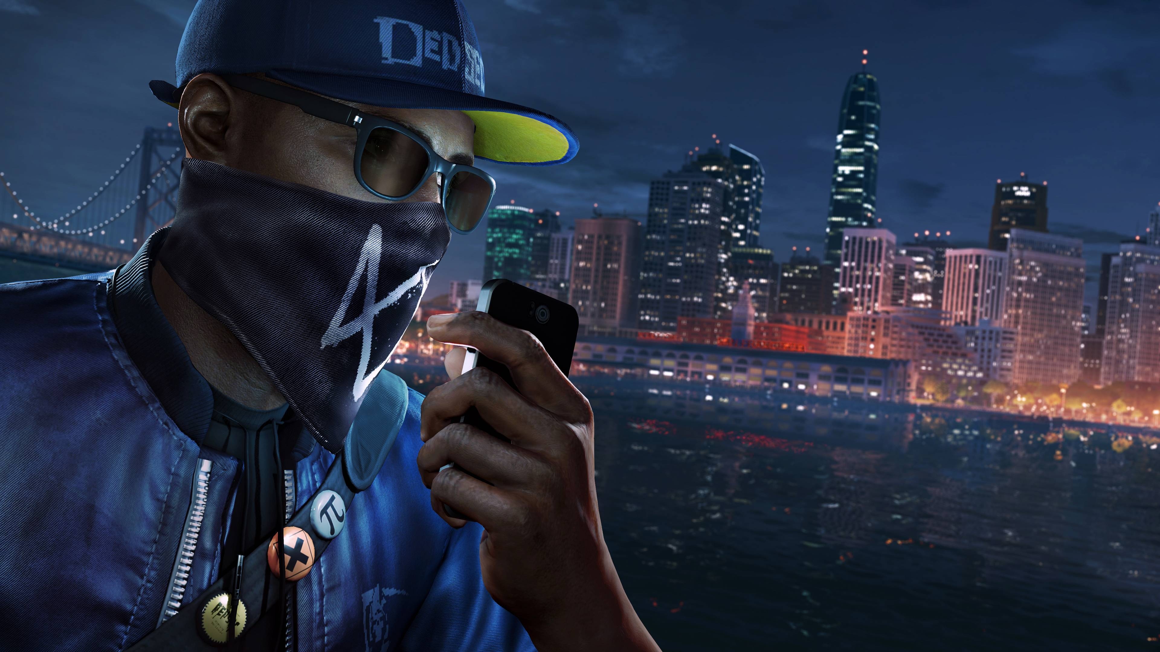 Marcus Holloway, San Francisco skyline, DedSec bandana, 4K Desktop wallpaper