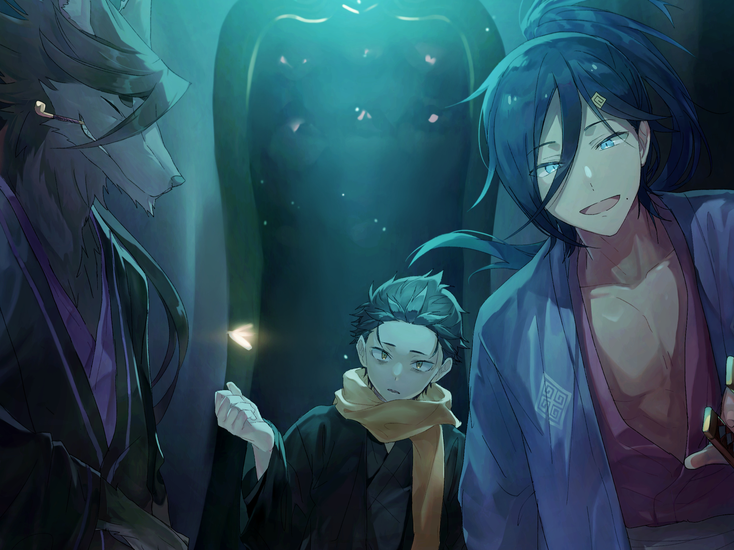 Cecilus Segmunt, Natsuki Subaru, Halibel, Glowing spirit butterfly, HD Desktop wallpaper