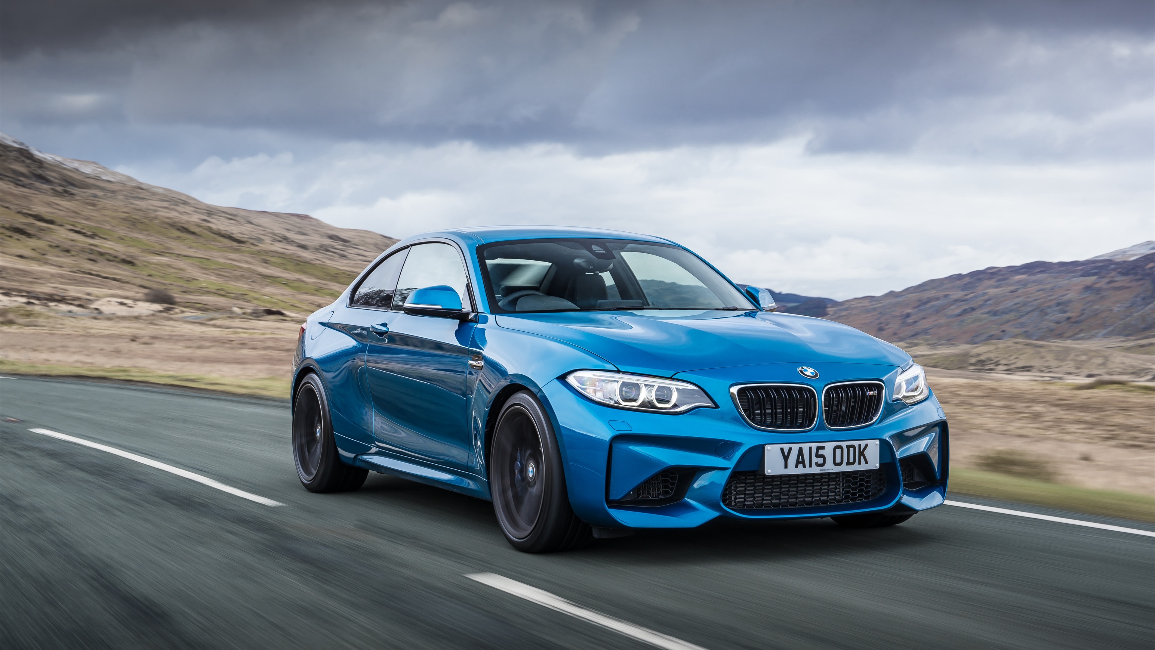 BMW M2 Coupe, YA15 ODK, rural mountain road, 4K Desktop wallpaper