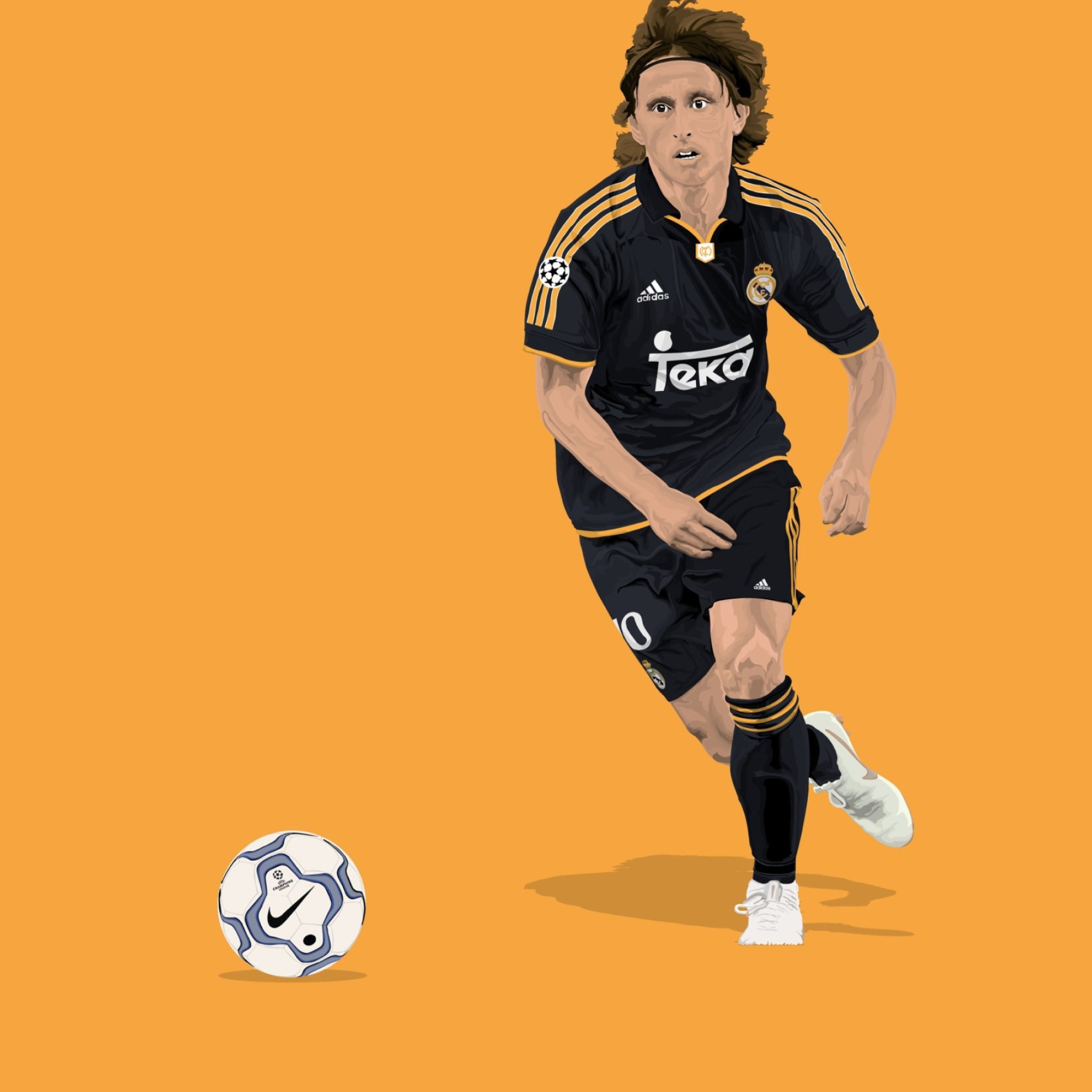 Luka Modric illustration, Real Madrid Teka jersey, Nike soccer ball, HD Phone wallpaper