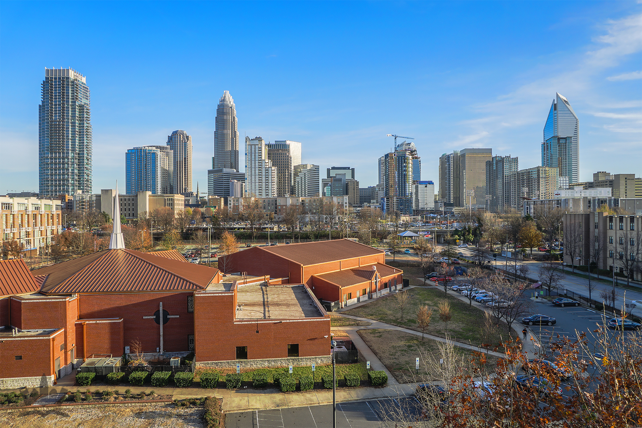 Charlotte NC skyline, Travel destination, Winter charm, Facebook community, 2050x1370 HD Desktop