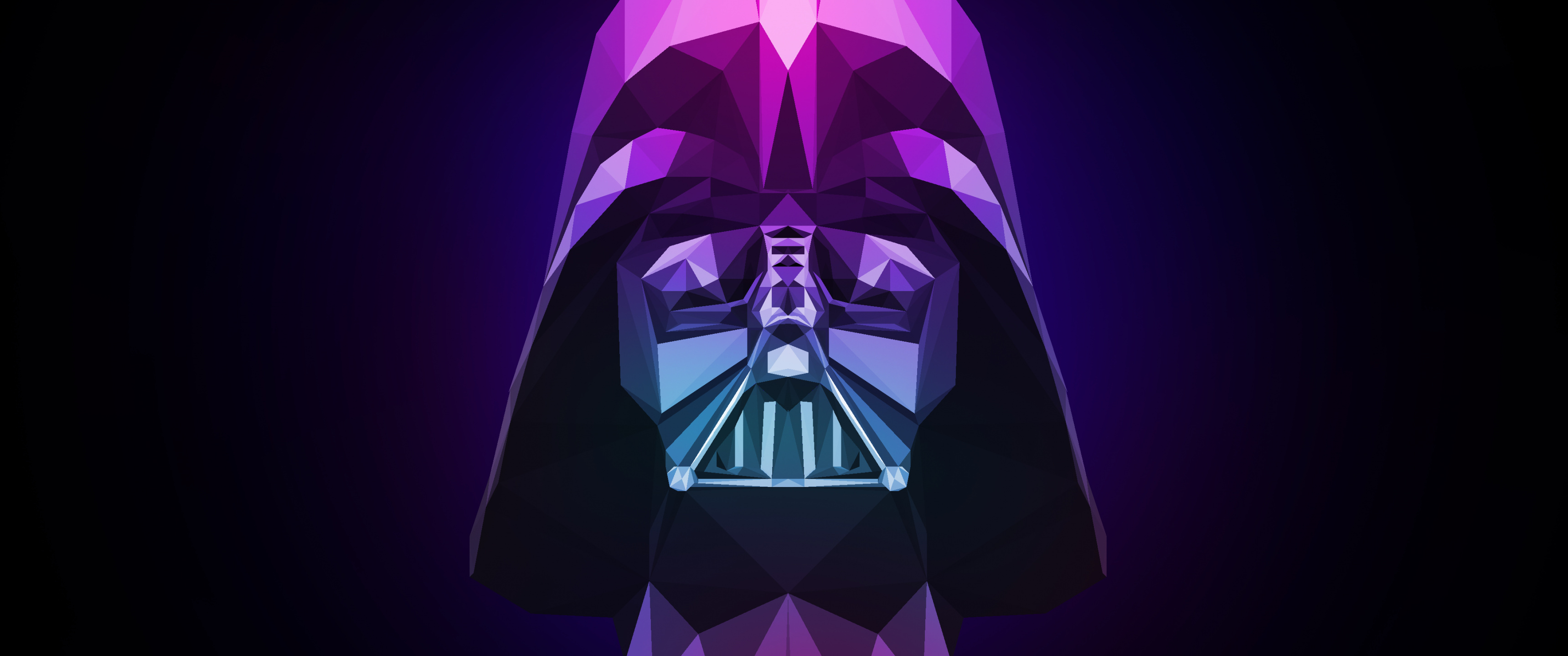 Darth Vader, 4K wallpaper, Low poly artwork, Dark and mysterious, 3440x1440 Dual Screen Desktop