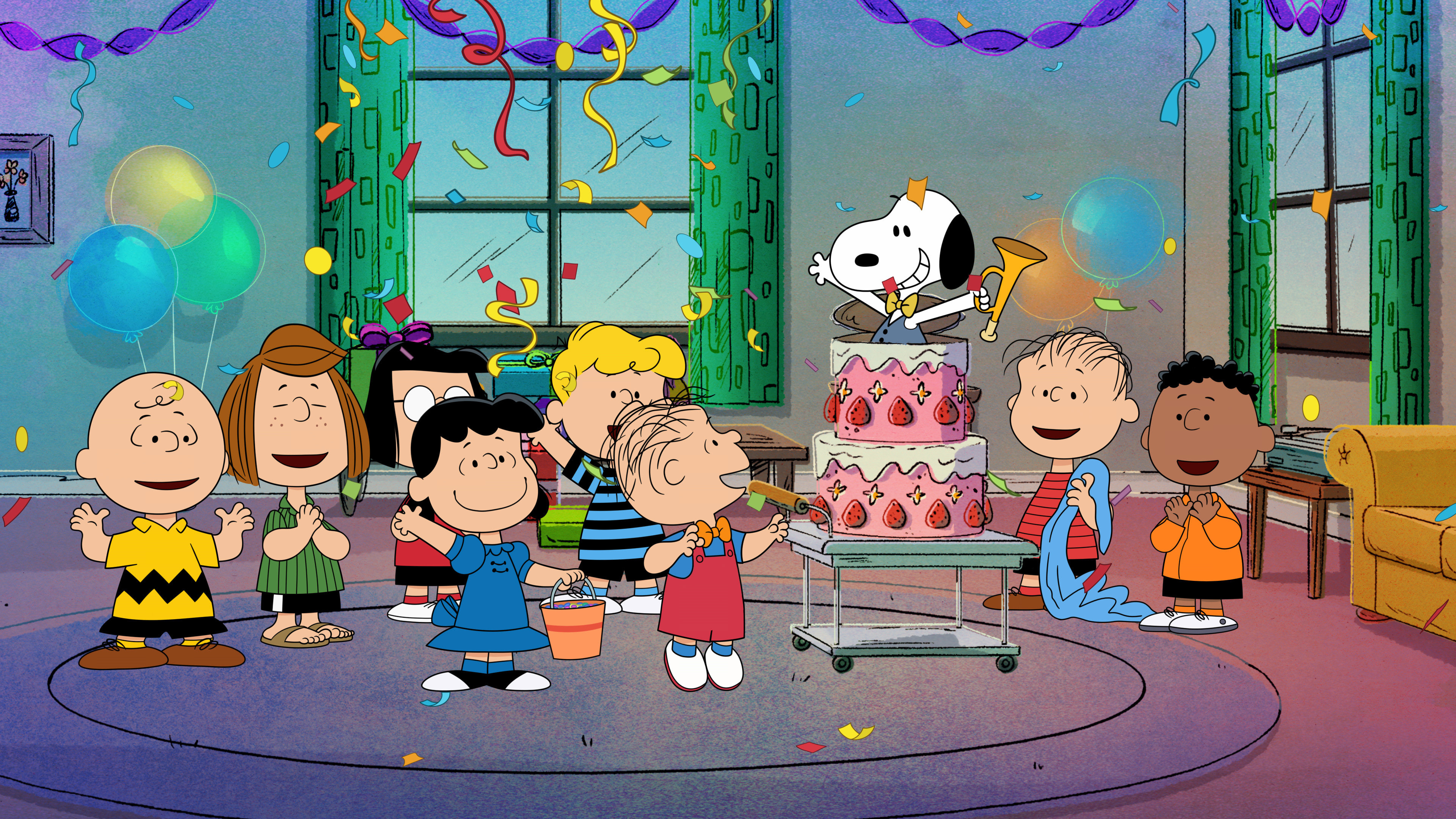 Snoopy, Charlie Brown, Lucy van Pelt, Linus van Pelt, Peppermint Patty, 4K Desktop wallpaper