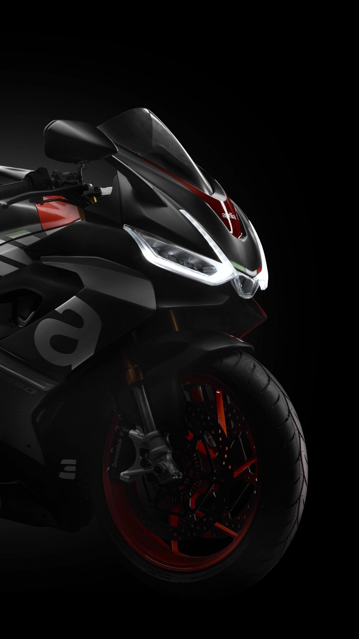 Aprilia RS 660 2021, Black background, Sports bikes, 5K resolution, 1250x2210 HD Phone