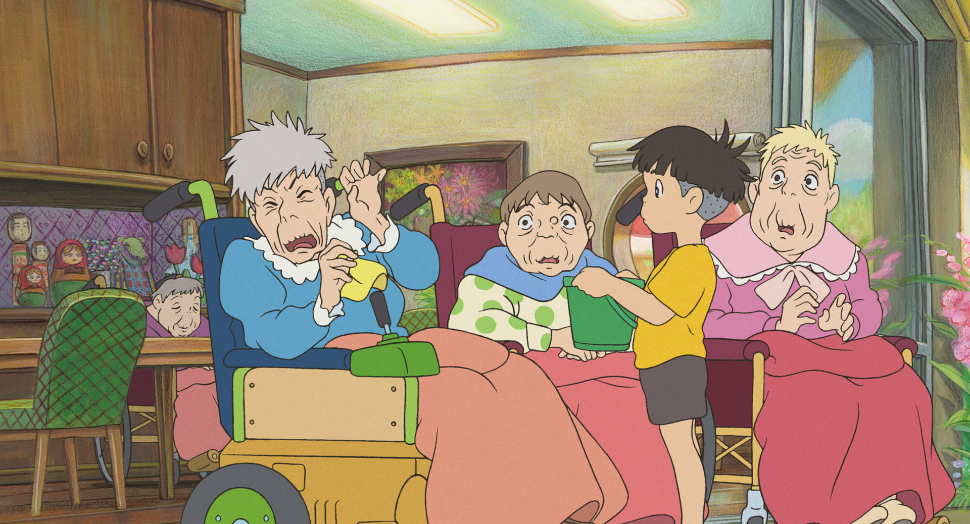 Toki, Yoshie, Noriko, Sosuke, Himawari House, Care home day room, HD Desktop wallpaper