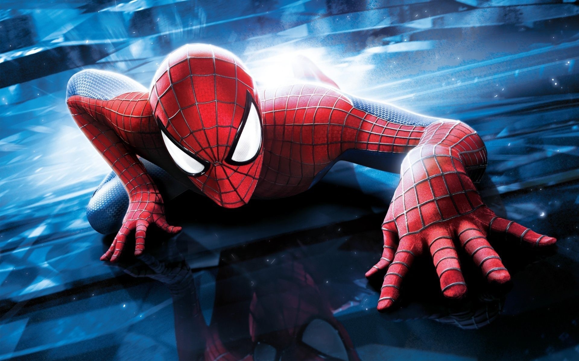 The Amazing Spider-Man, glass skyscraper reflection, Spider-Man suit, HD Desktop wallpaper