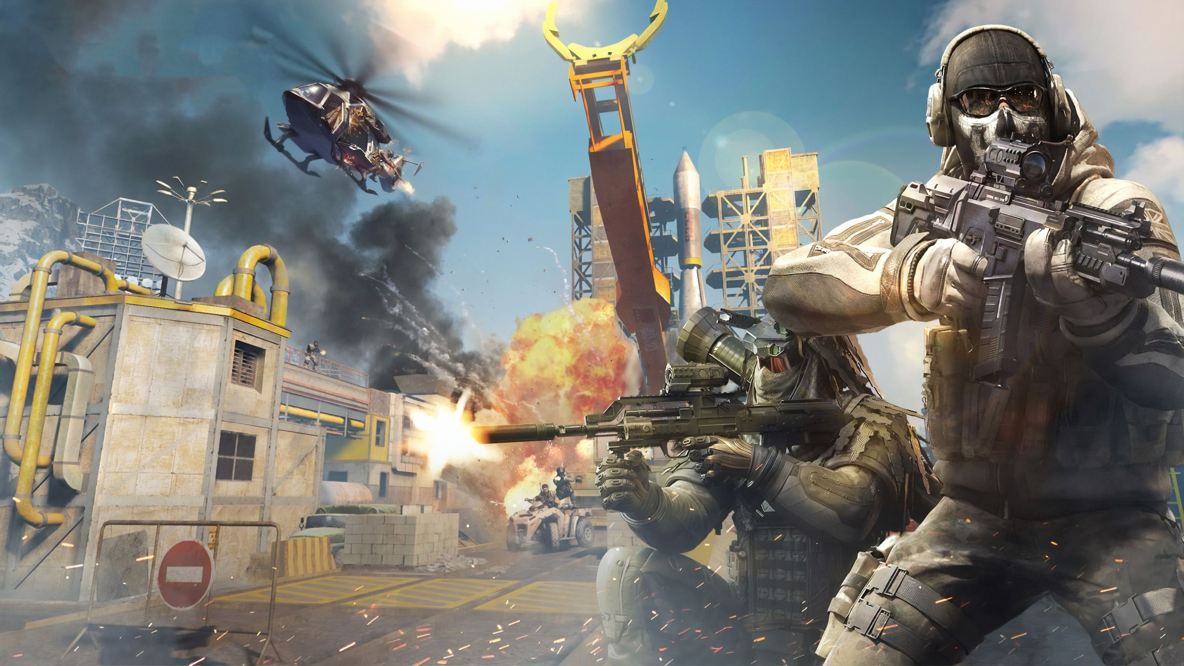 Simon Ghost Riley, Launch multiplayer map, AH-6 Little Bird helicopter, 4K Desktop wallpaper