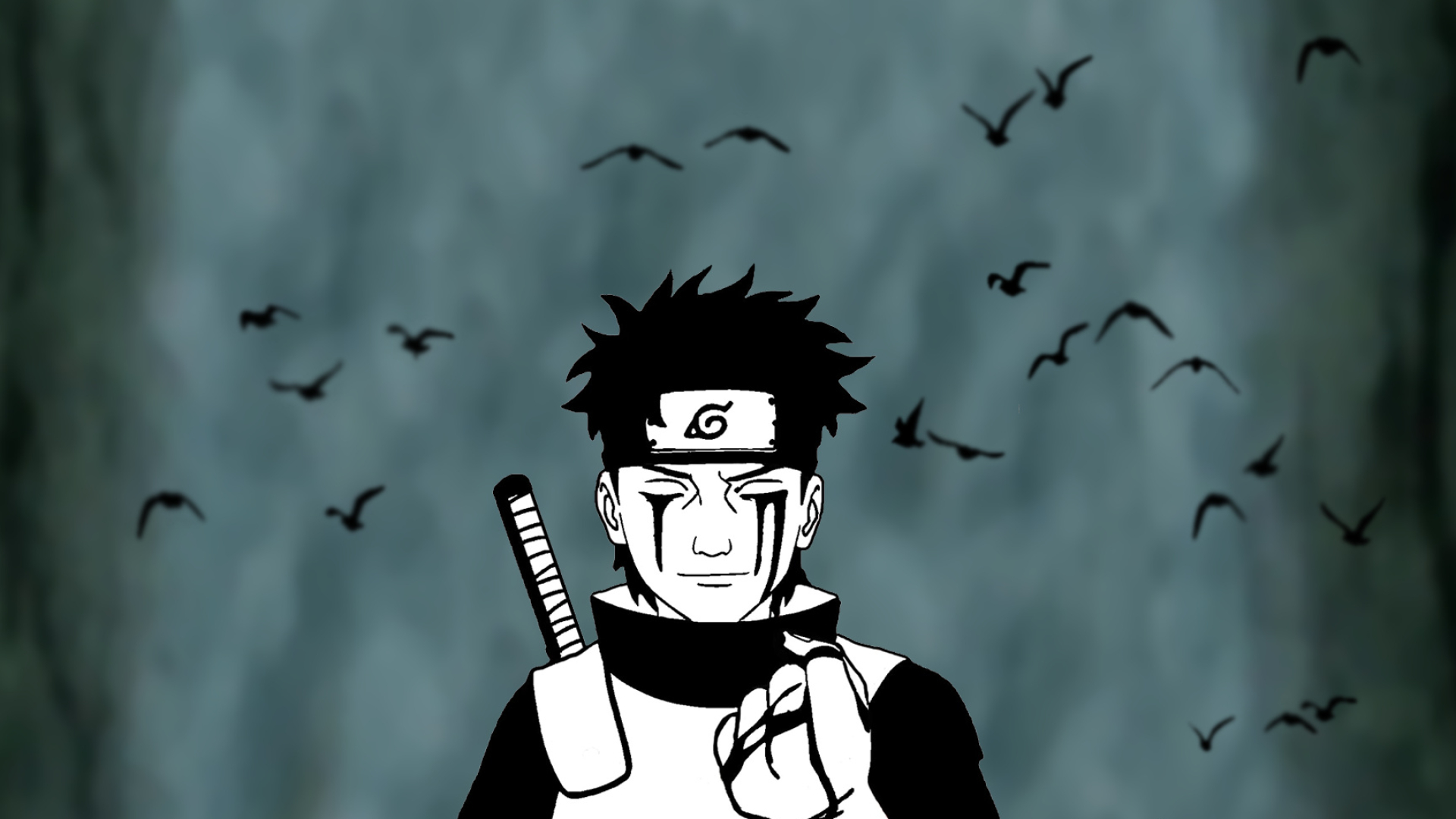 Shisui Uchiha, flock of crows, Konohagakure forehead protector, Full HD Desktop wallpaper
