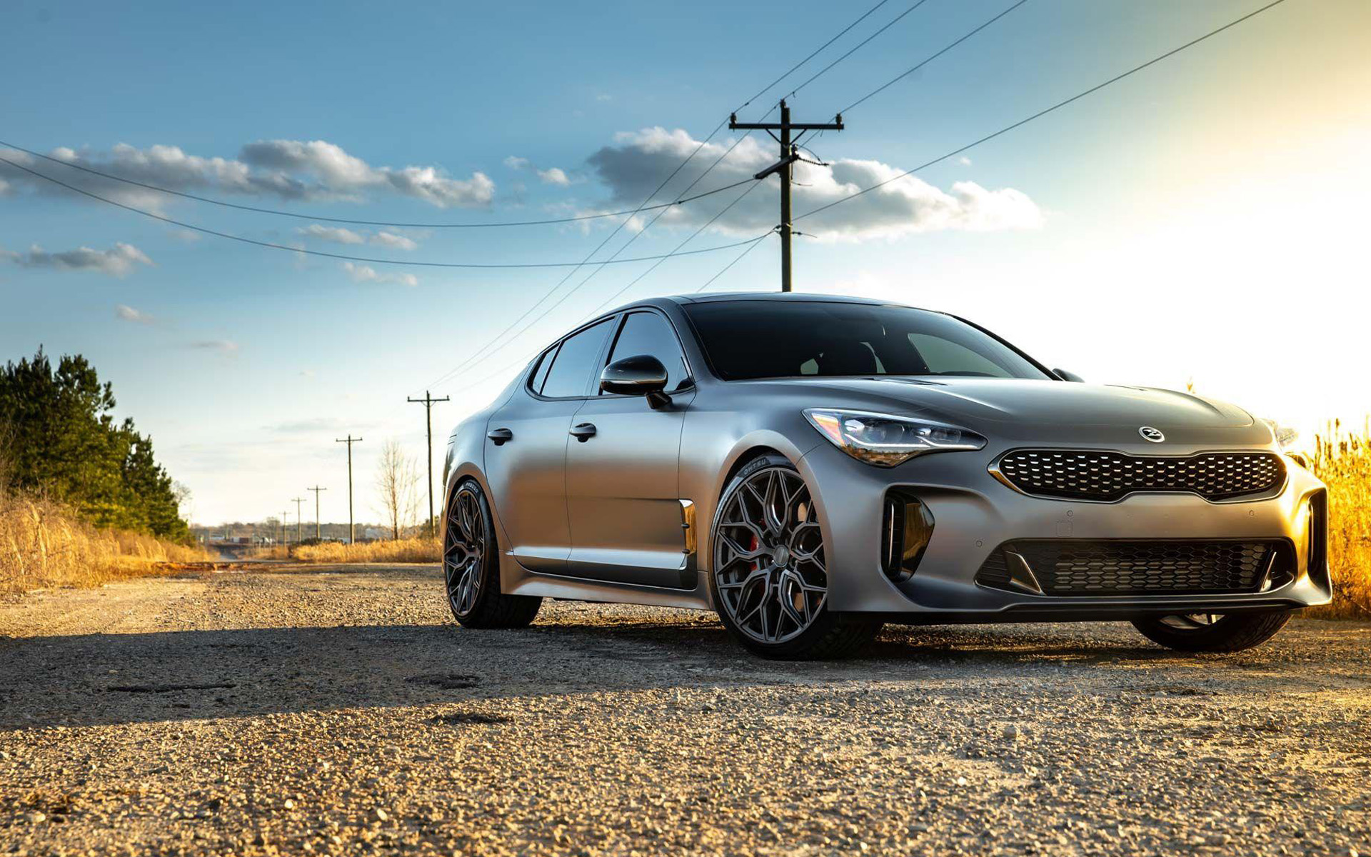 Kia Stinger GT, Offroad 2019, Sunset image, Vossen wheels, 1920x1200 HD Desktop