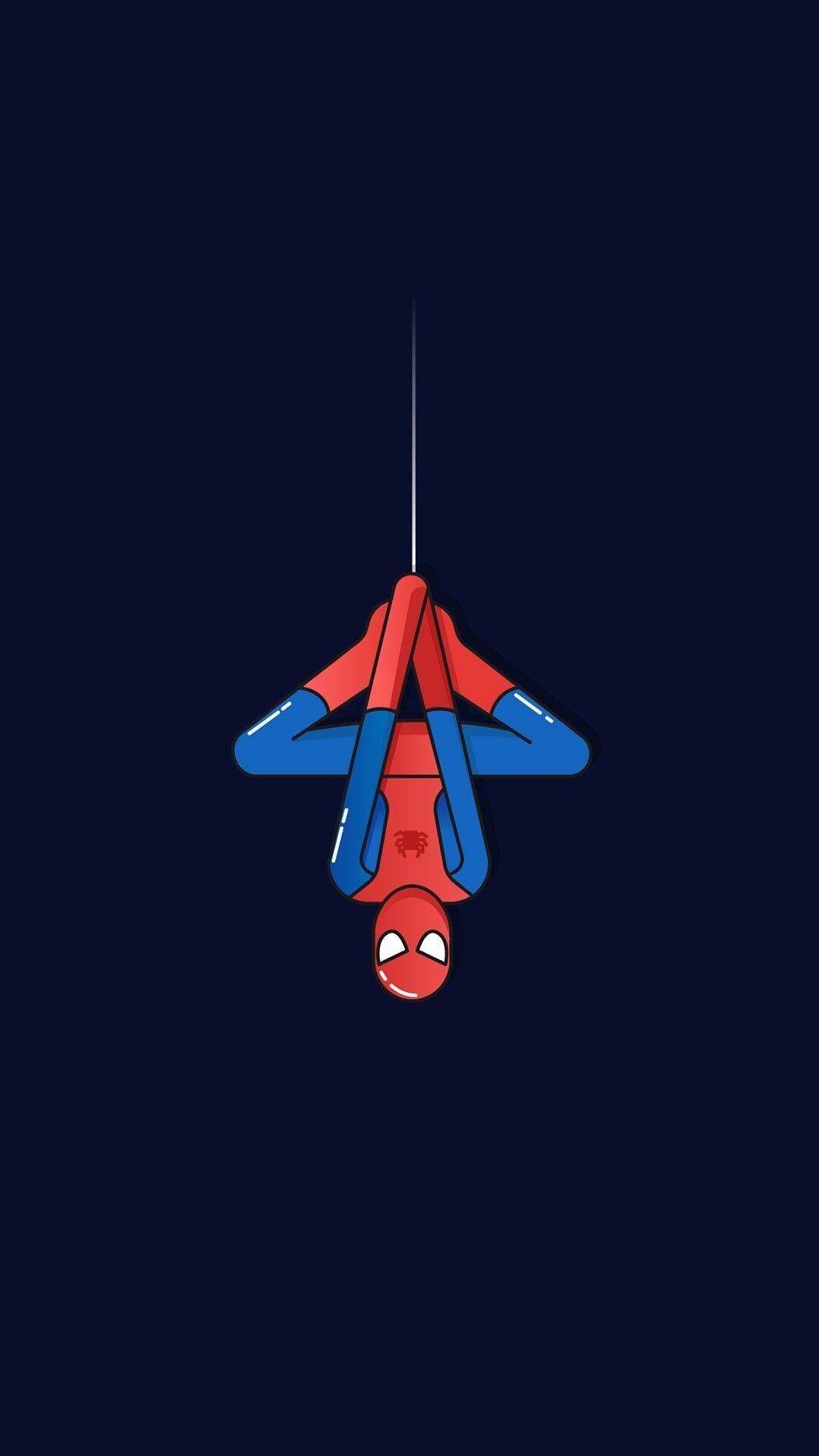 Spider-Man, hanging upside down pose, spider web thread, Full HD Phone wallpaper