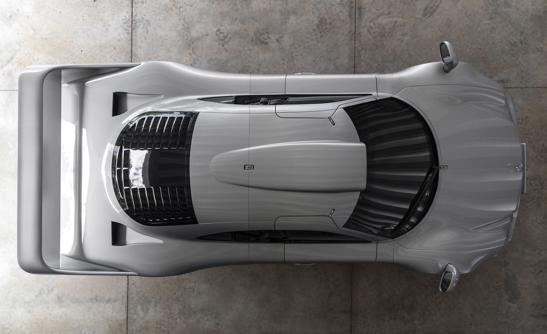 Mercedes-Benz CLK GTR, overhead view, concrete floor, HD Desktop wallpaper