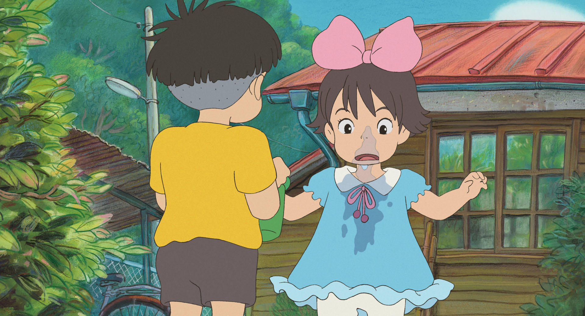 Kumiko, Sosuke, Wooden nursery building, Sunny hillside path, HD Desktop wallpaper