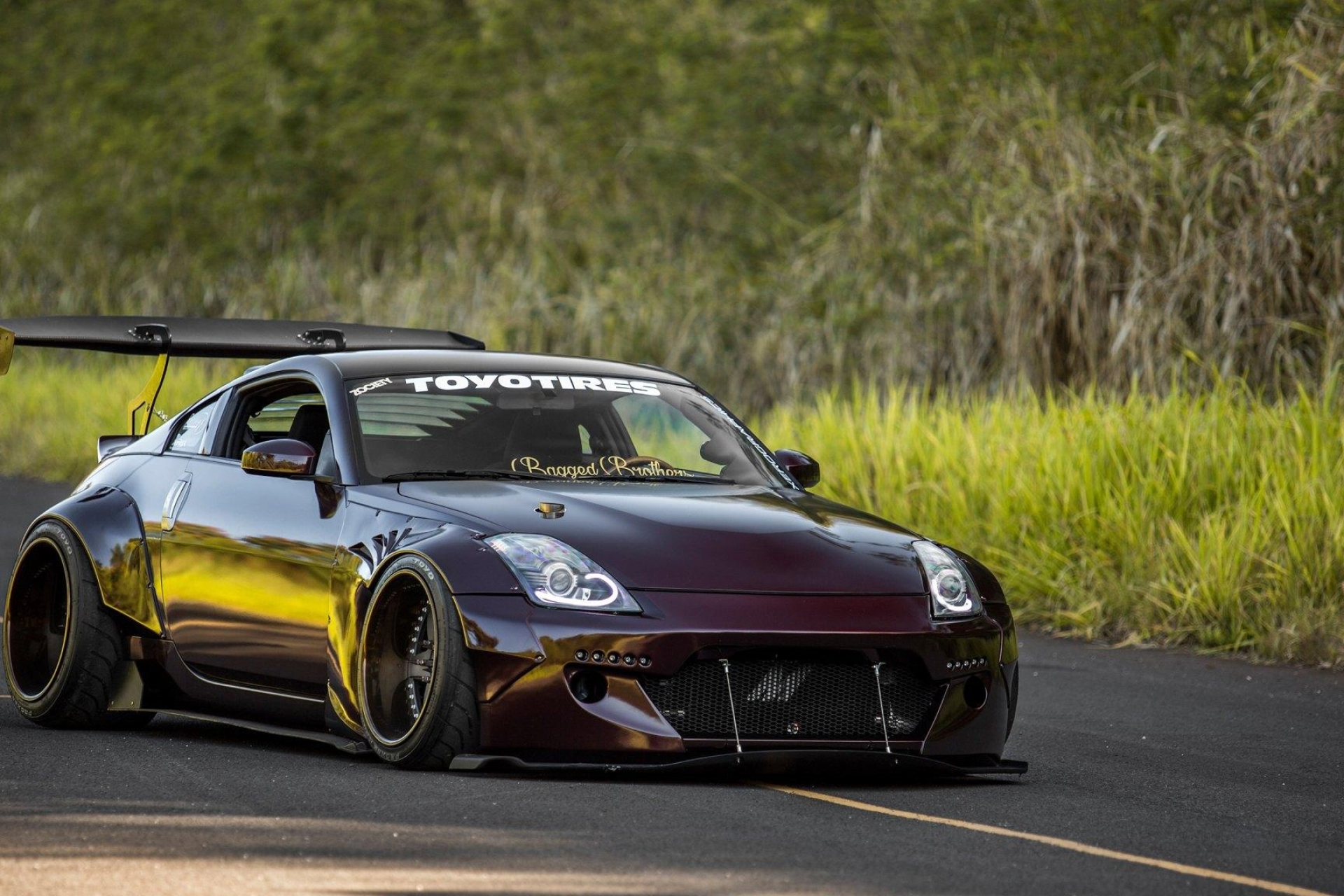 Nissan 350Z, Toyo Tires windshield decal, widebody kit, HD Desktop wallpaper