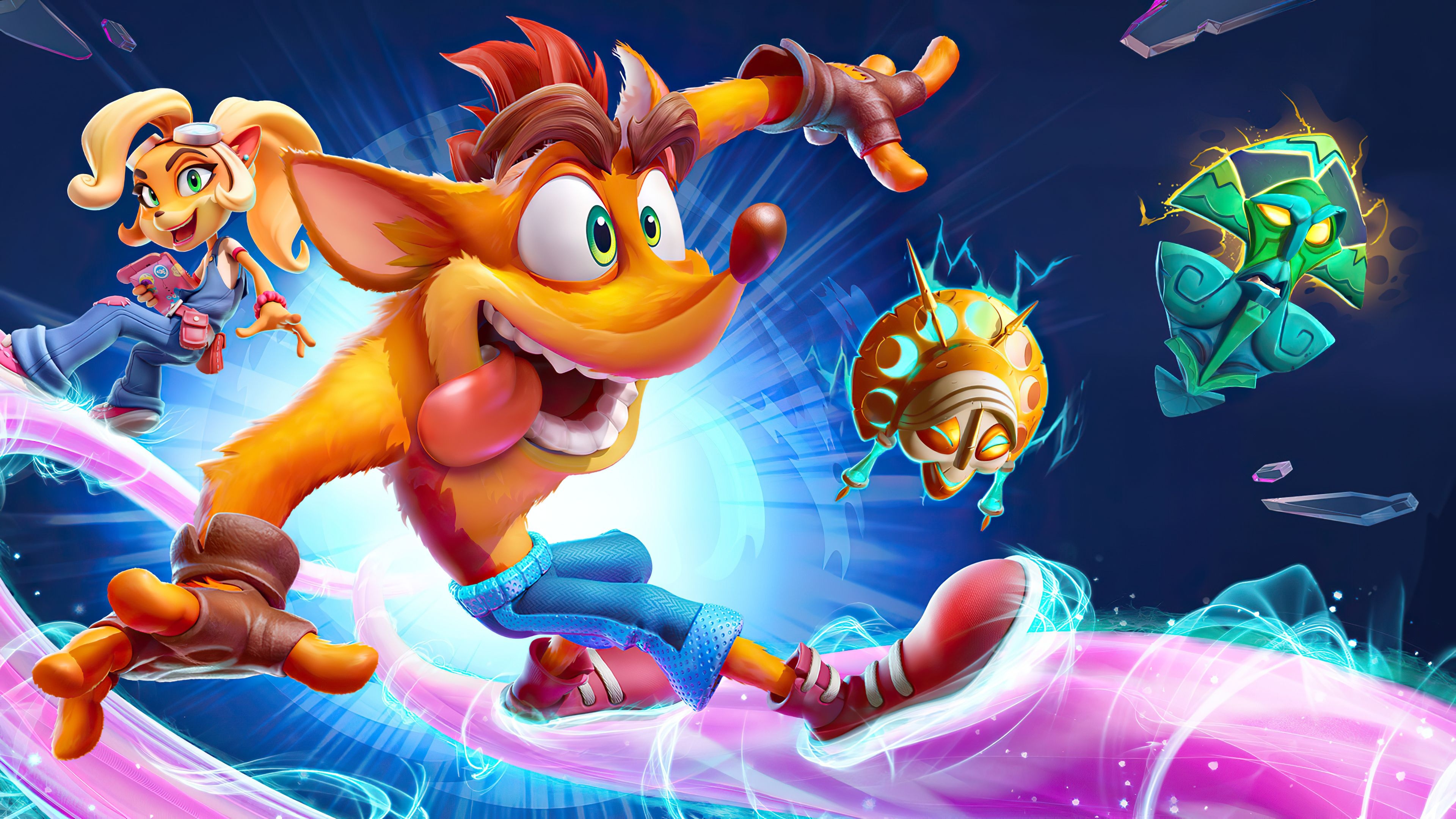 Crash Bandicoot, Coco Bandicoot, Crash Bandicoot 4: It's About Time, Quantum Masks, 4K Desktop wallpaper