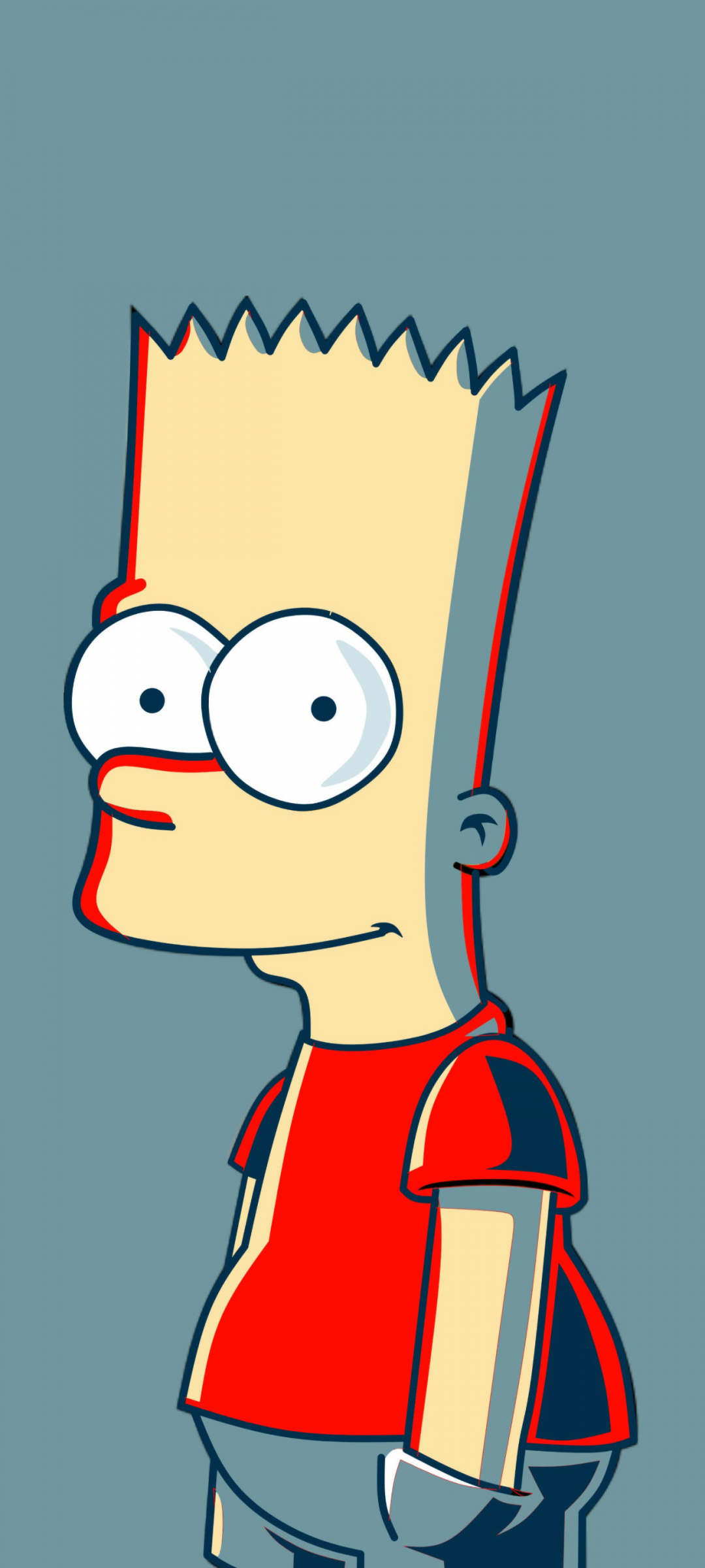 Bart Simpson, Red T-shirt, Minimalist cartoon portrait, HD Phone wallpaper