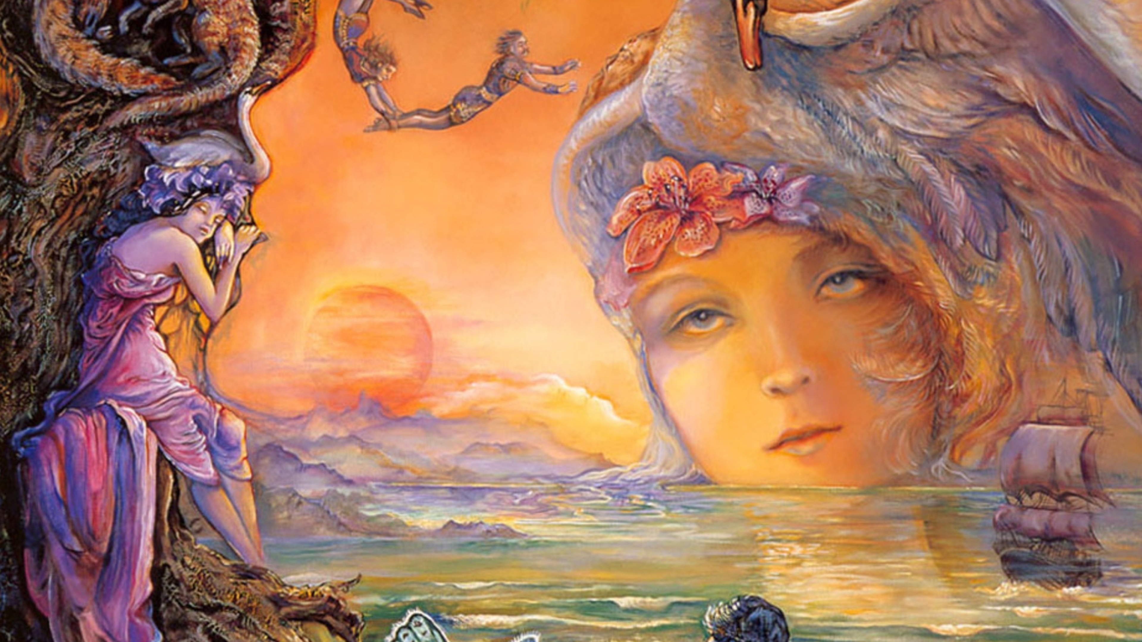 Josephine Wall, Fantasy image, Abyss of wonder, Imaginative worlds, 3840x2160 4K Desktop