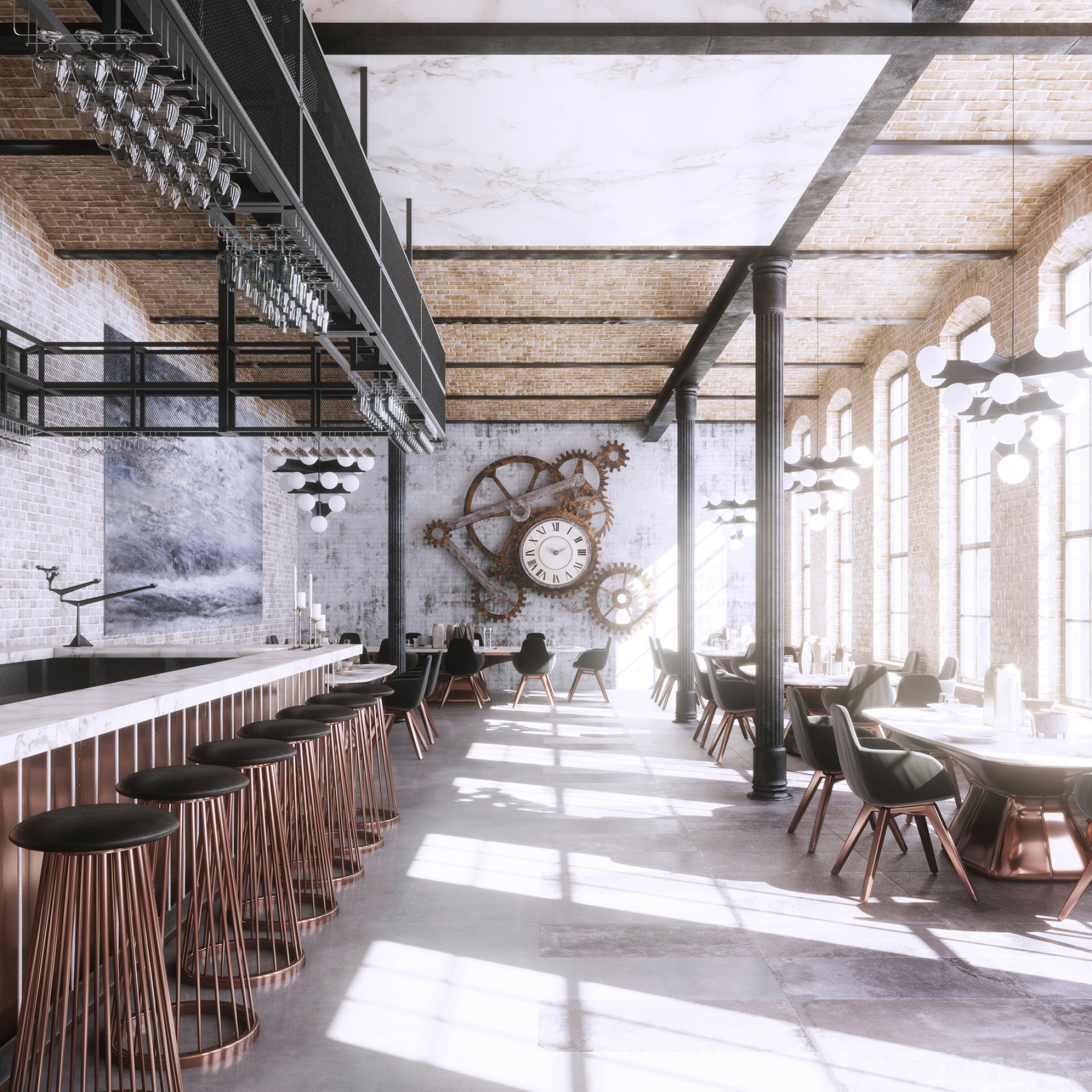 Artstation industrial style, Industrial-inspired artwork, Modern industrial design, Creative spaces, 1920x1920 HD Phone