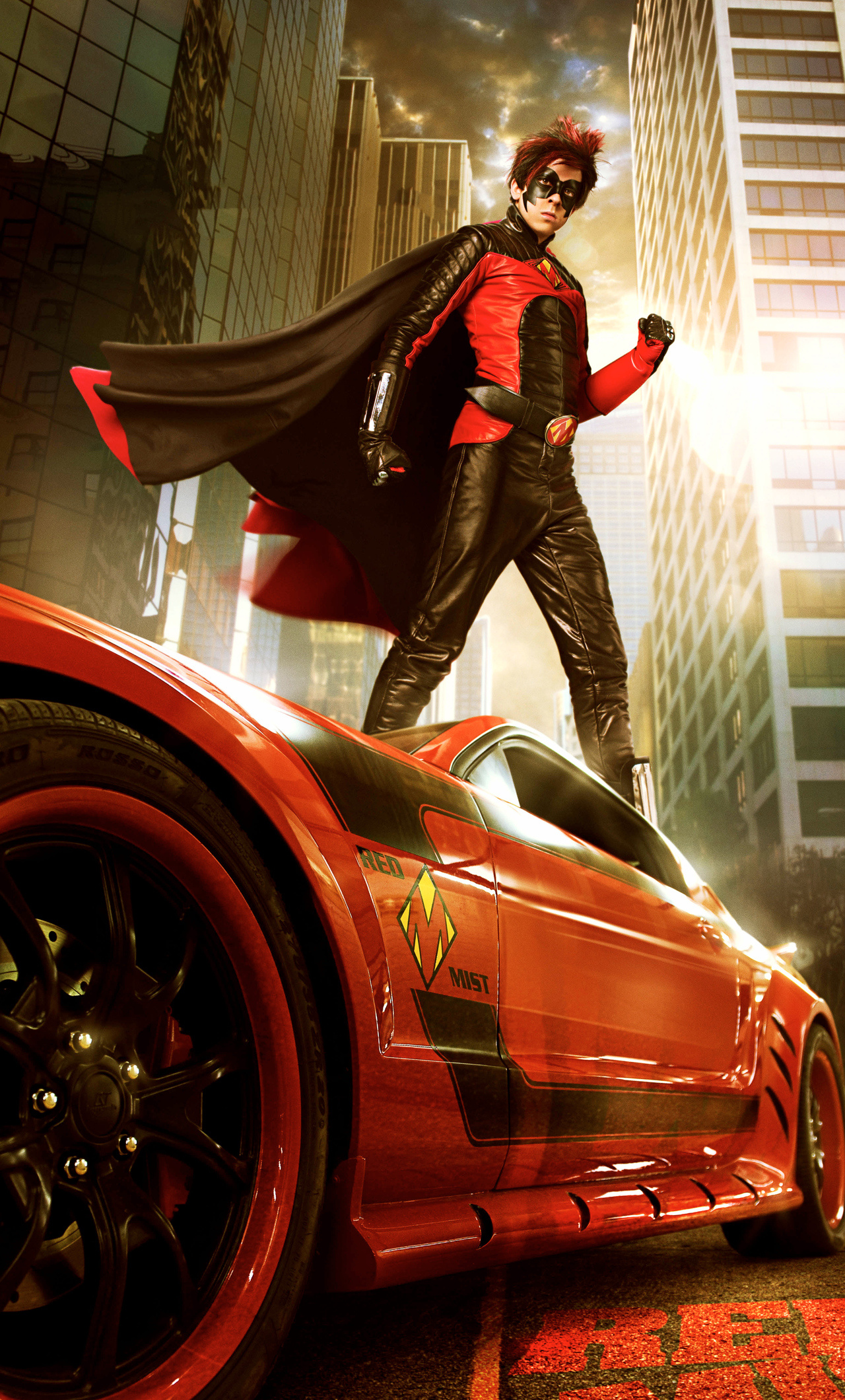 Kick-Ass movie, Red Mist, Mustang car, Stunning wallpapers, 1280x2120 HD Phone