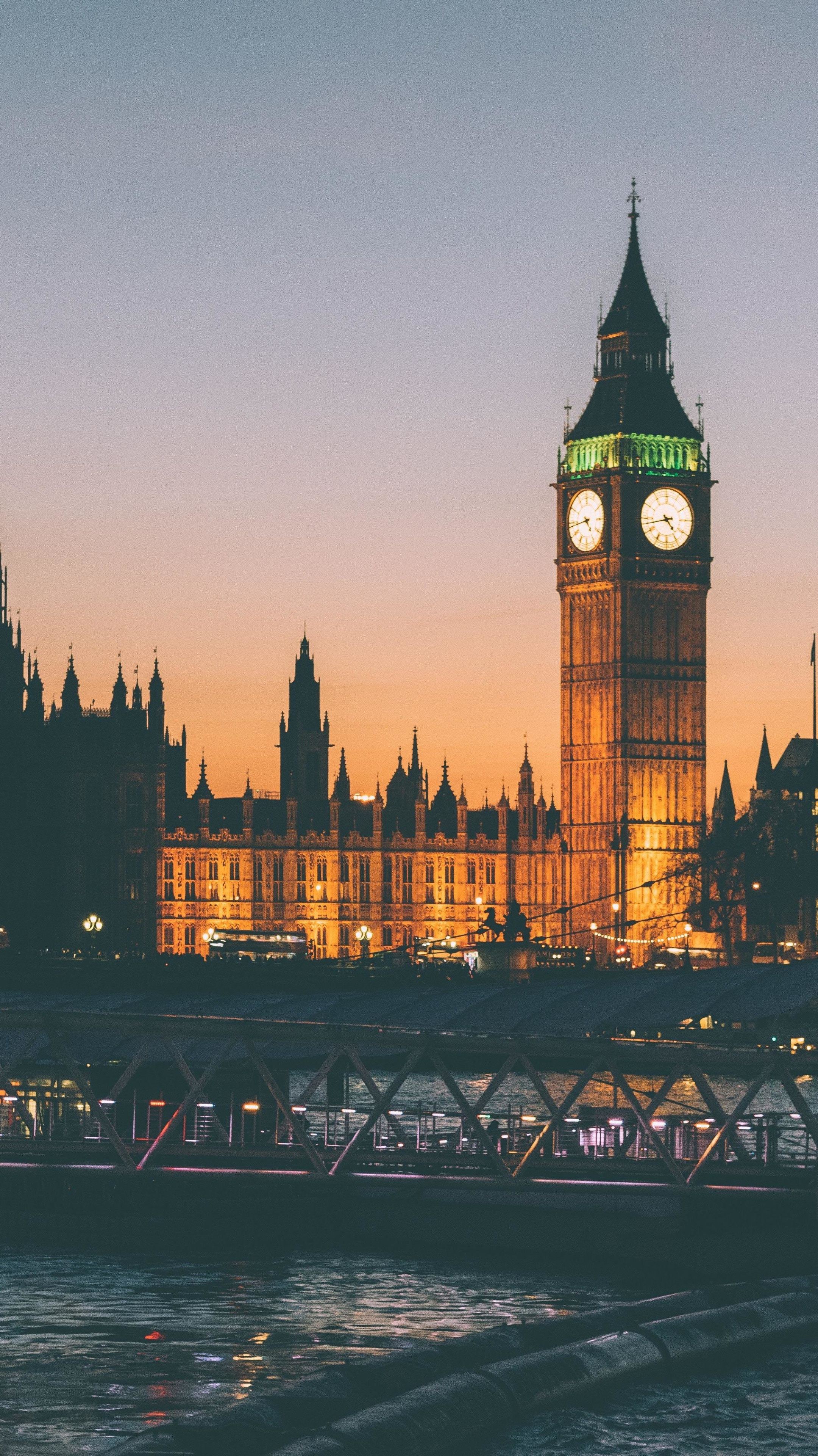 Clock tower architecture, Big Ben London, 2160x3840 4K Phone