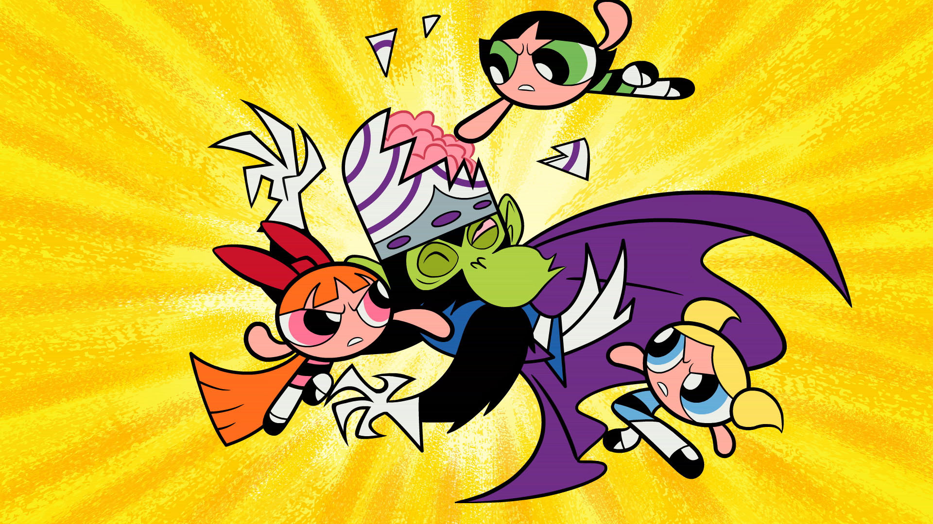 Mojo Jojo, Blossom, Buttercup, Bubbles, The Powerpuff Girls, Full HD Desktop wallpaper