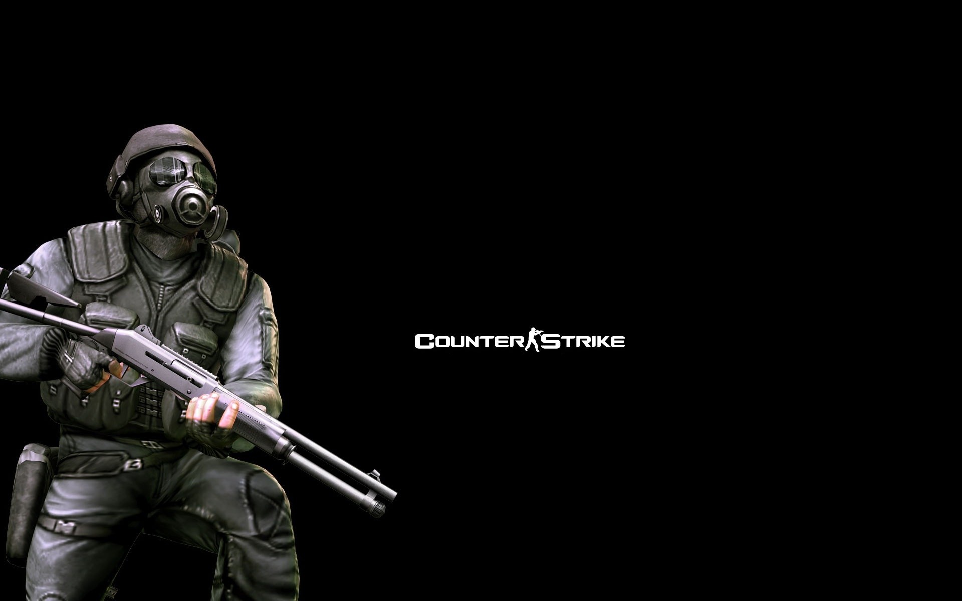 Counter-Strike SAS operator, Benelli M3 shotgun, COUNTER-STRIKE logo, HD Desktop wallpaper
