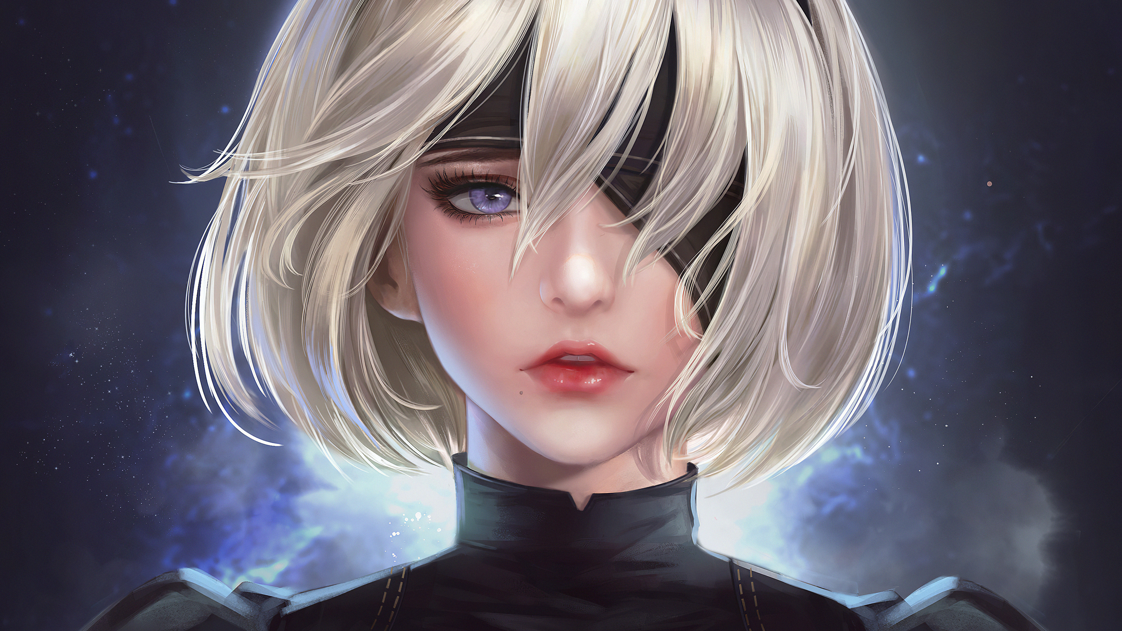 2B, NieR:Automata, YoRHa blindfold, 4K Desktop wallpaper
